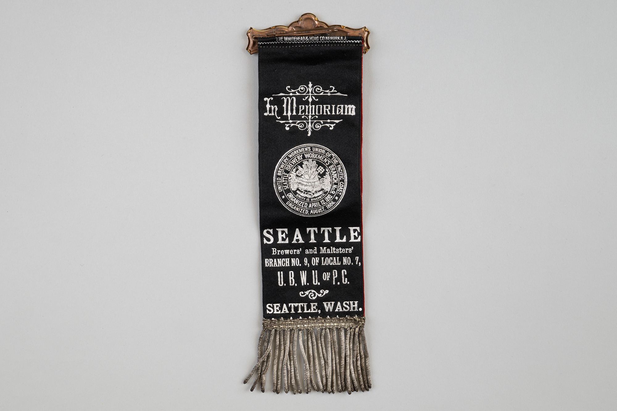 Image of Commemorative ribbon, Seattle Brewers' and Maltsters' Union, ca. 1905