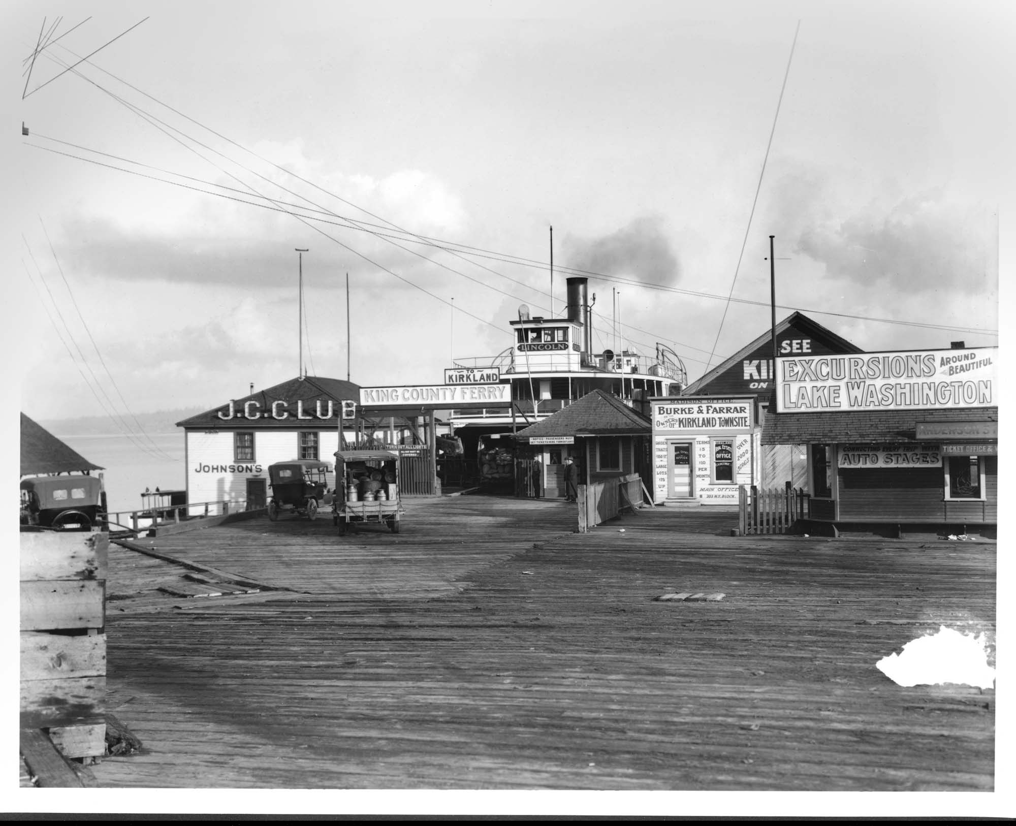 Image of Kirkland ferry dock at Madison Park, circa 1920