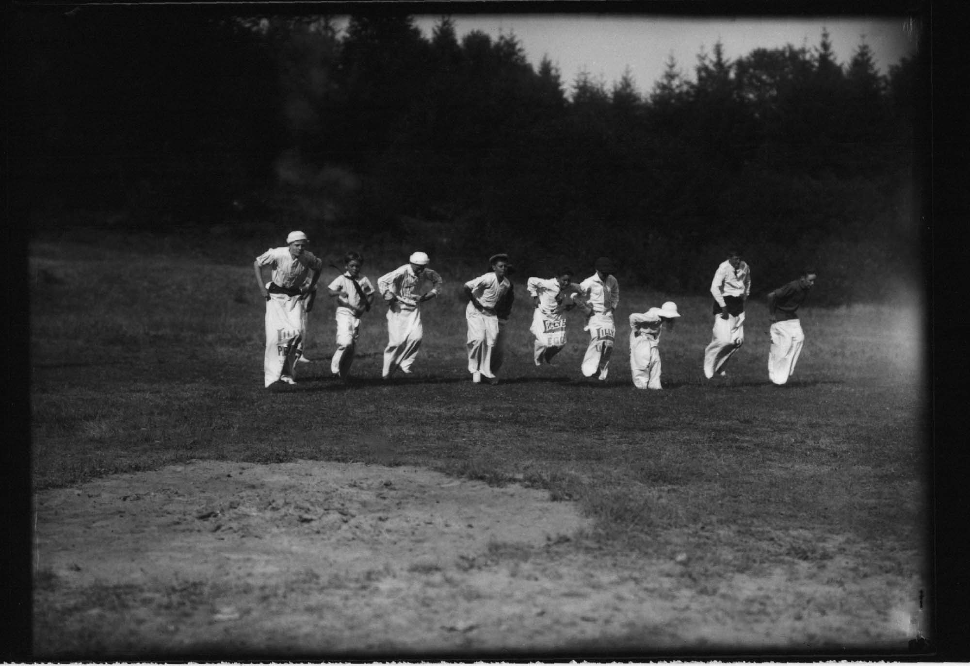 Image of Sack race at Rotary Club picnic, Seattle, 1917
