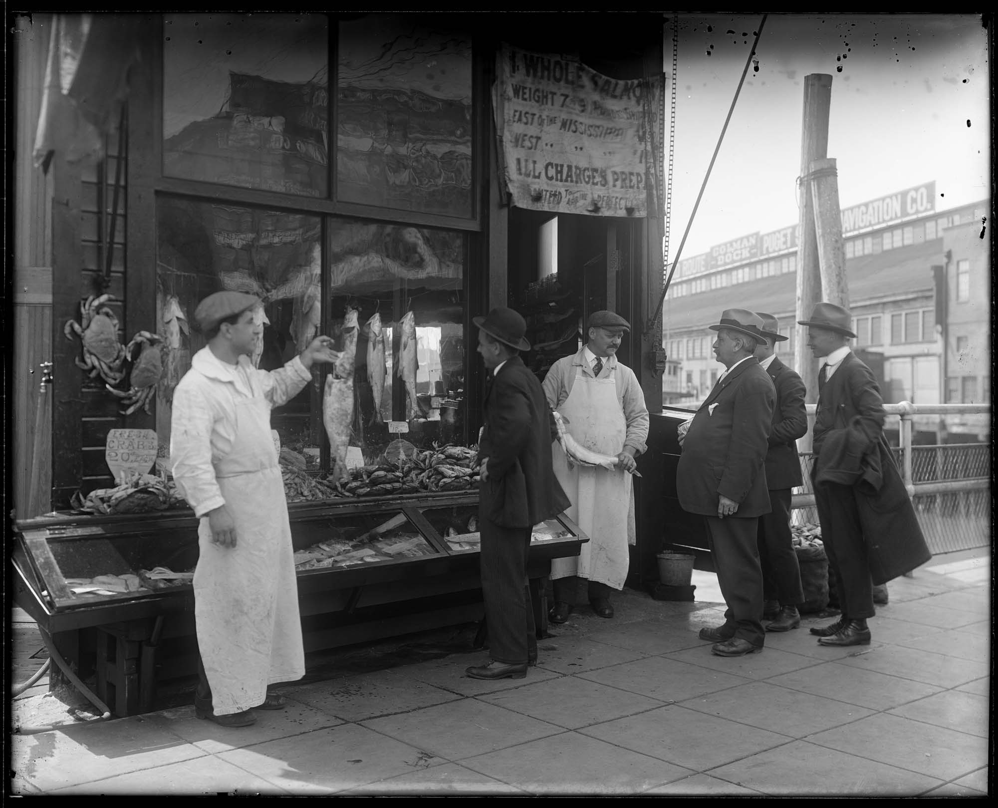 Image of Fish market near the Seattle waterfront, circa 1917