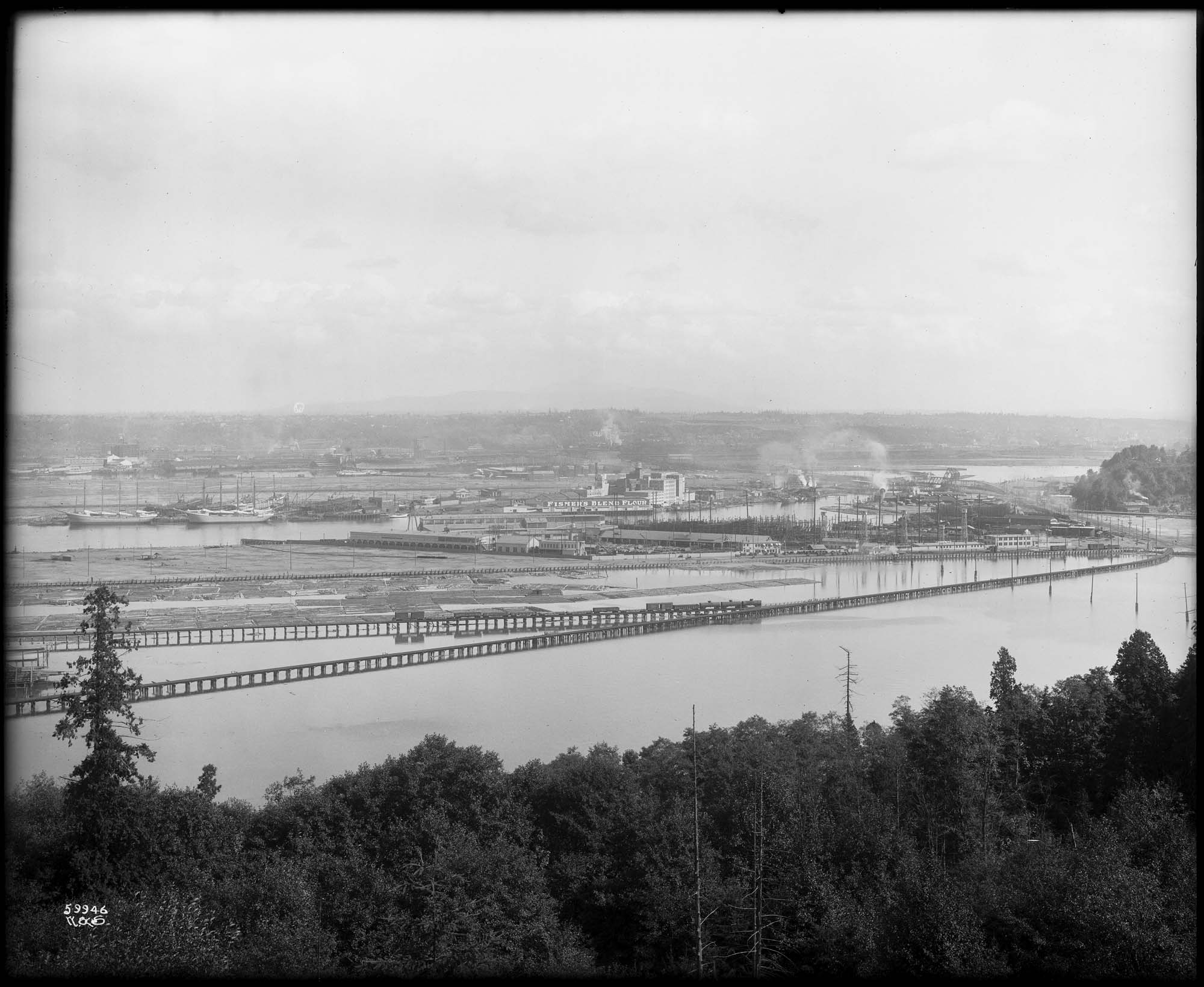Image of Panoramic view of Harbor Island, circa 1914