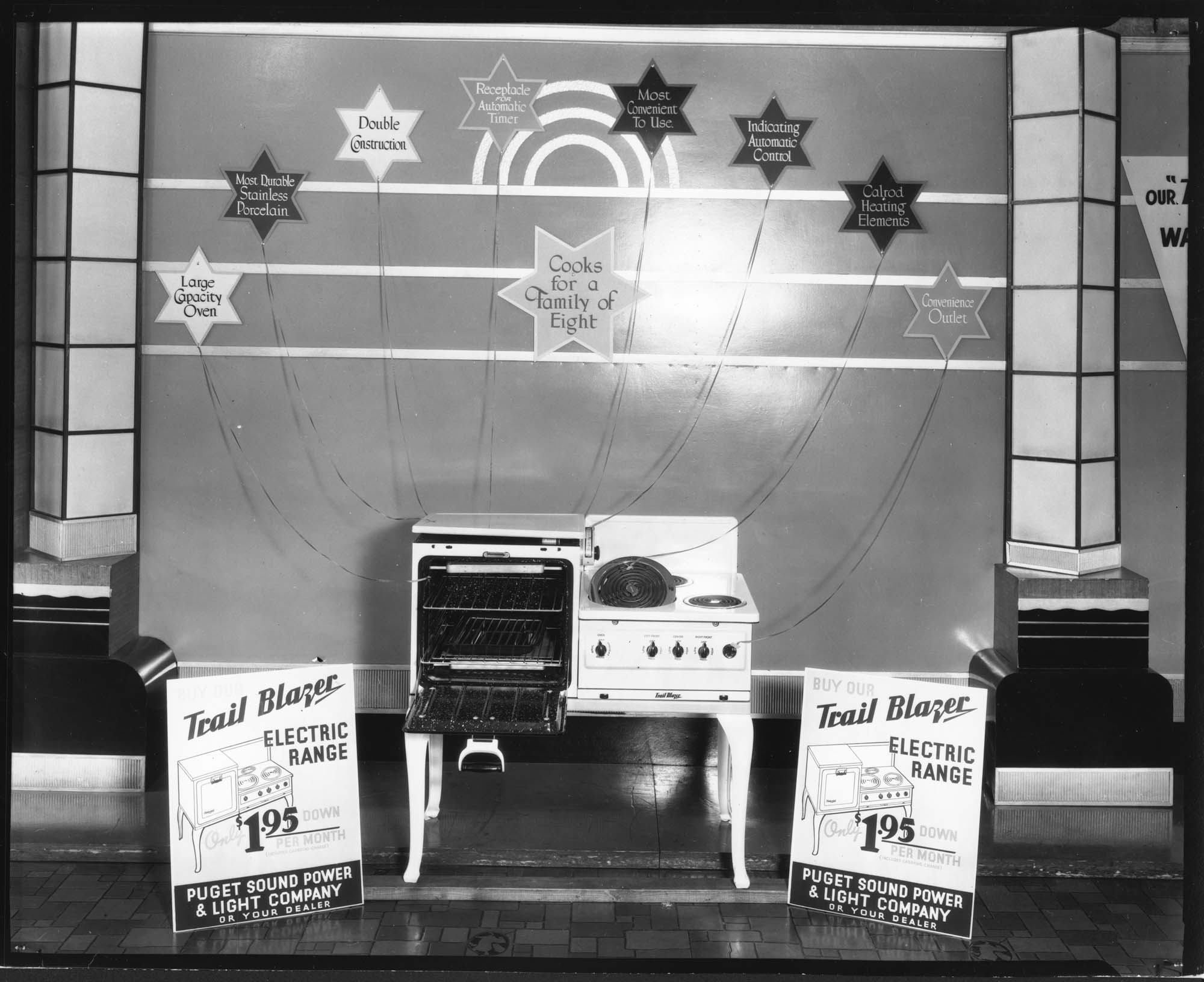 Image of Trail Blazer electric range : electric company promotional display, June 8, 1935