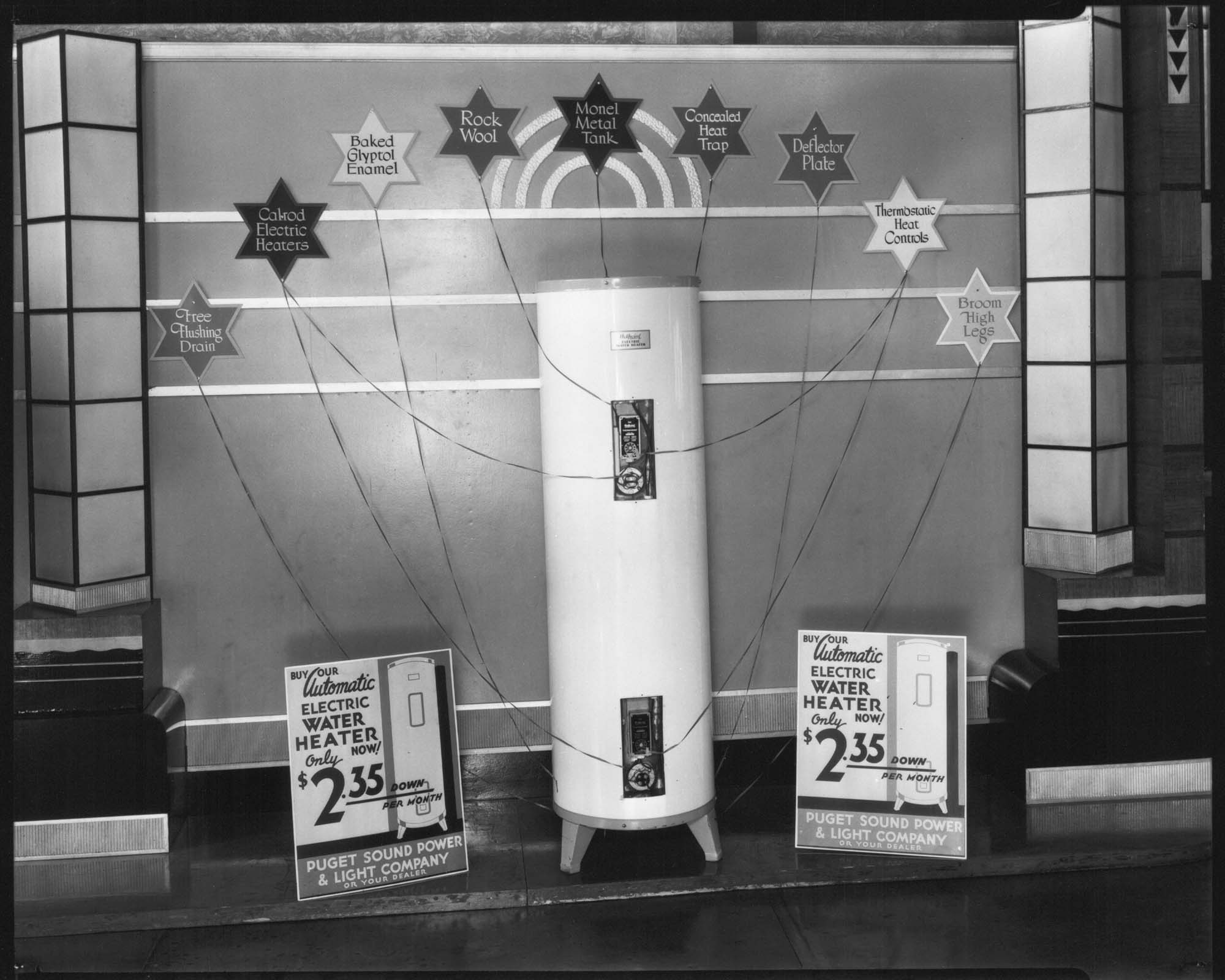 Image of Water heater on display, Seattle, June 8, 1935