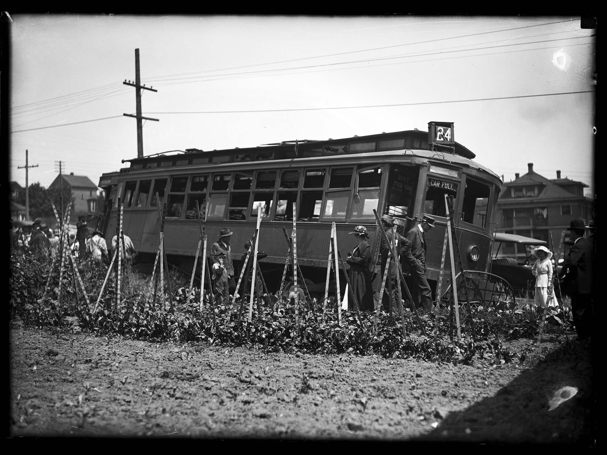 Image of Wrecked streetcar No. 24, June 30, 1919