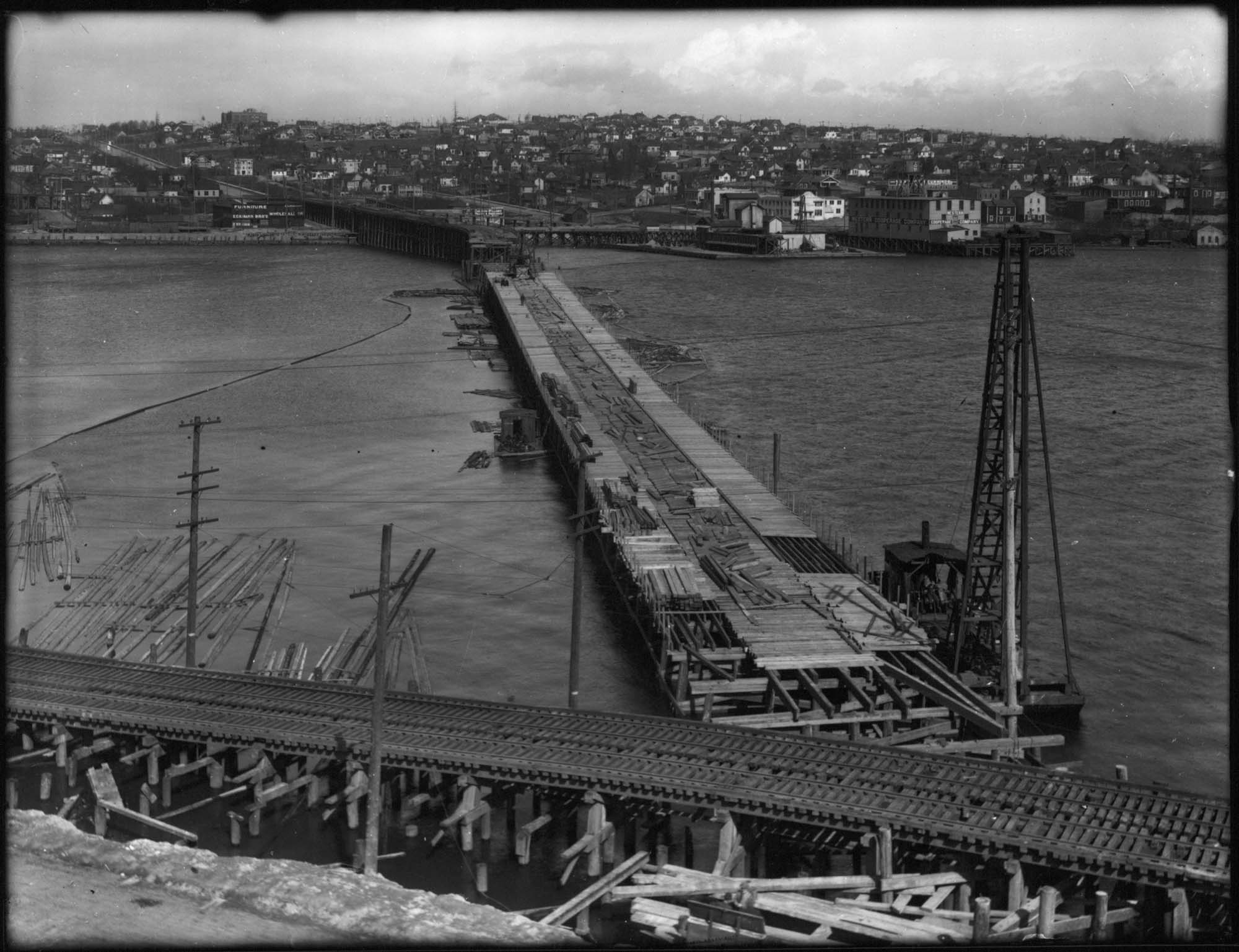 Image of Stone Avenue Bridge under construction, Seattle, circa 1911