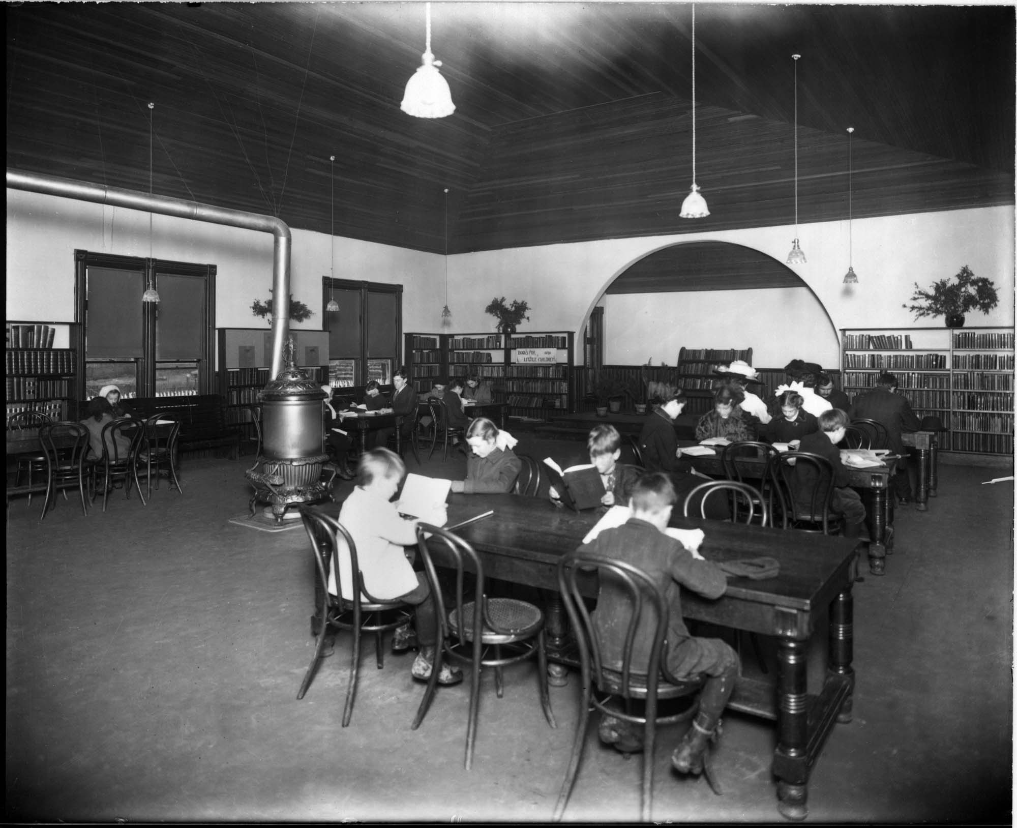Image of Columbia Branch Library interior, Seattle, circa 1915