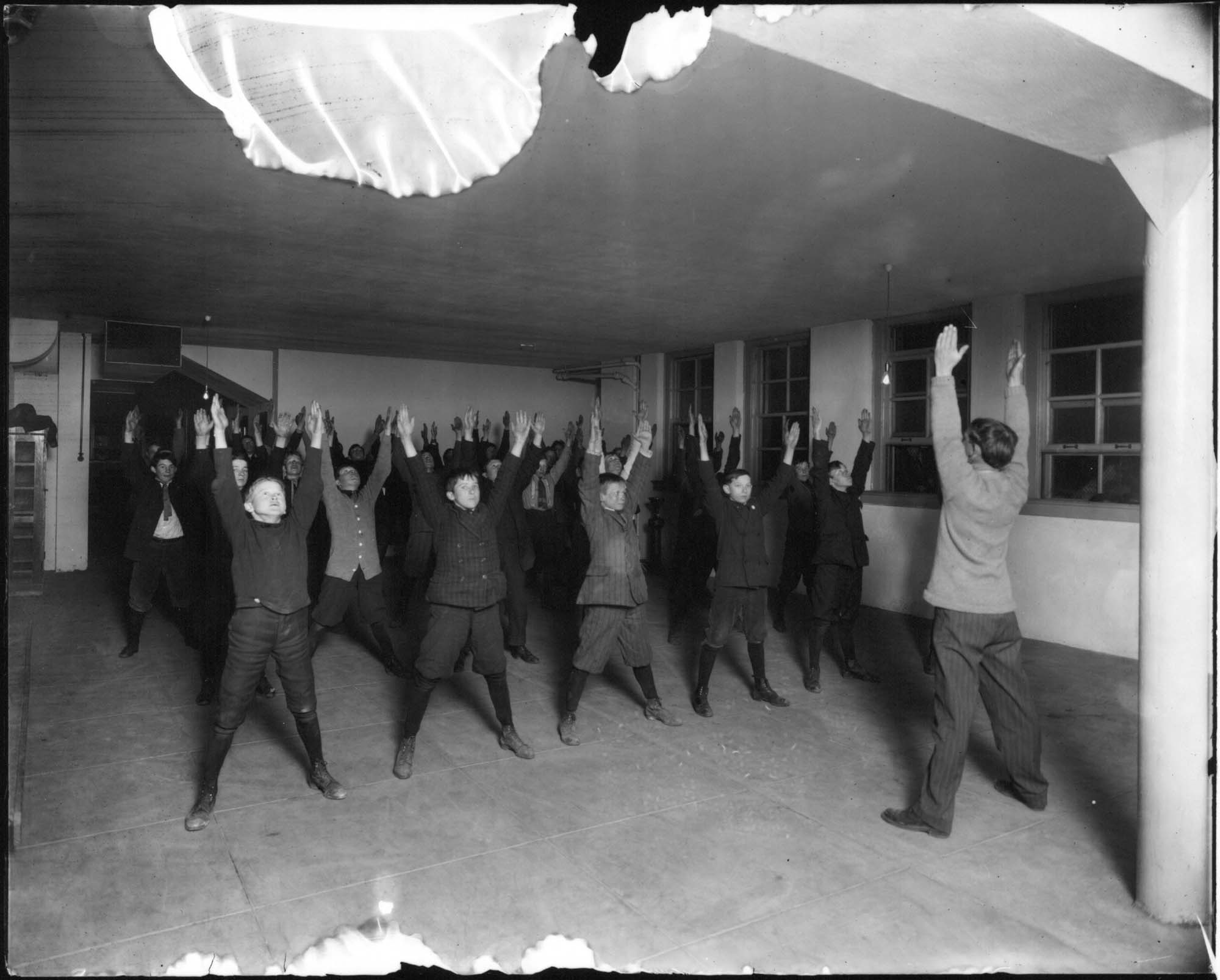 Image of Adams School students doing exercises, Seattle, circa 1911