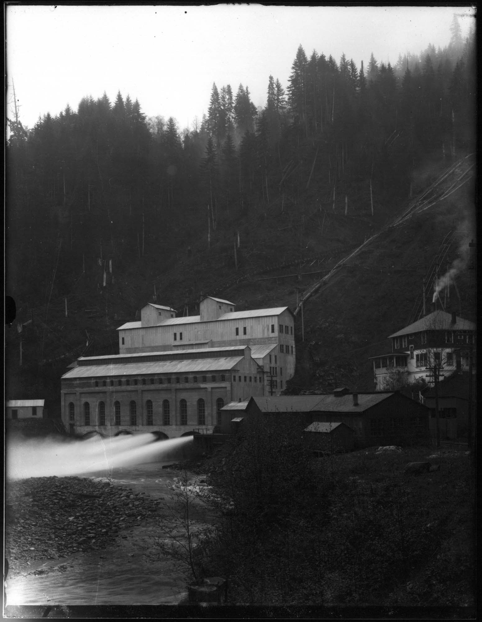 Image of Puget Sound Power and Light powerhouse, possibly Electron, circa 1912