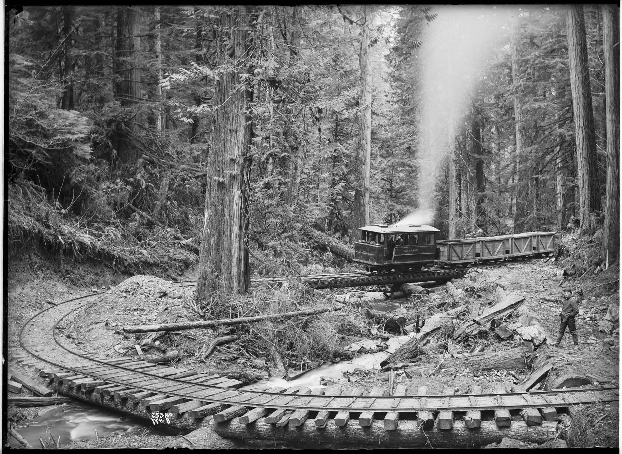 Image of Locomotive pulling coal cars, circa 1913