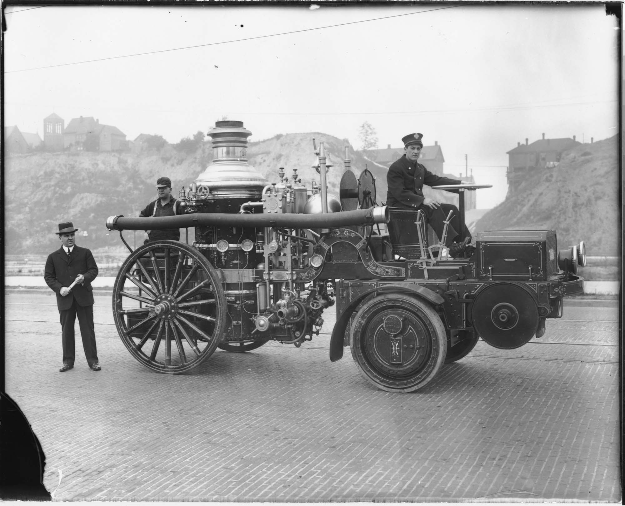 Image of First motorized fire engine in Seattle, circa 1914