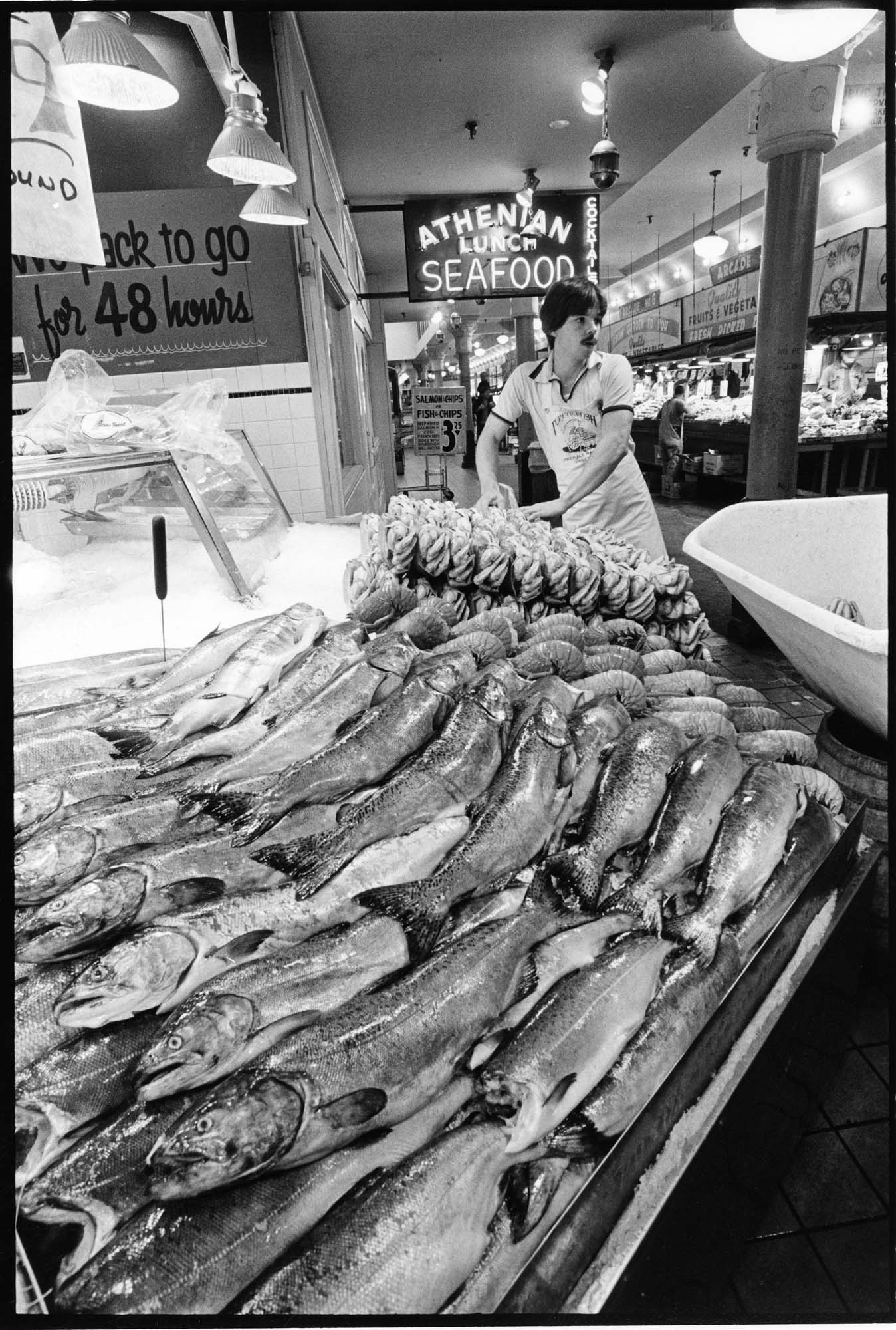 Image of Fish market at Pike Place Market, Seattle, September 23, 1983
