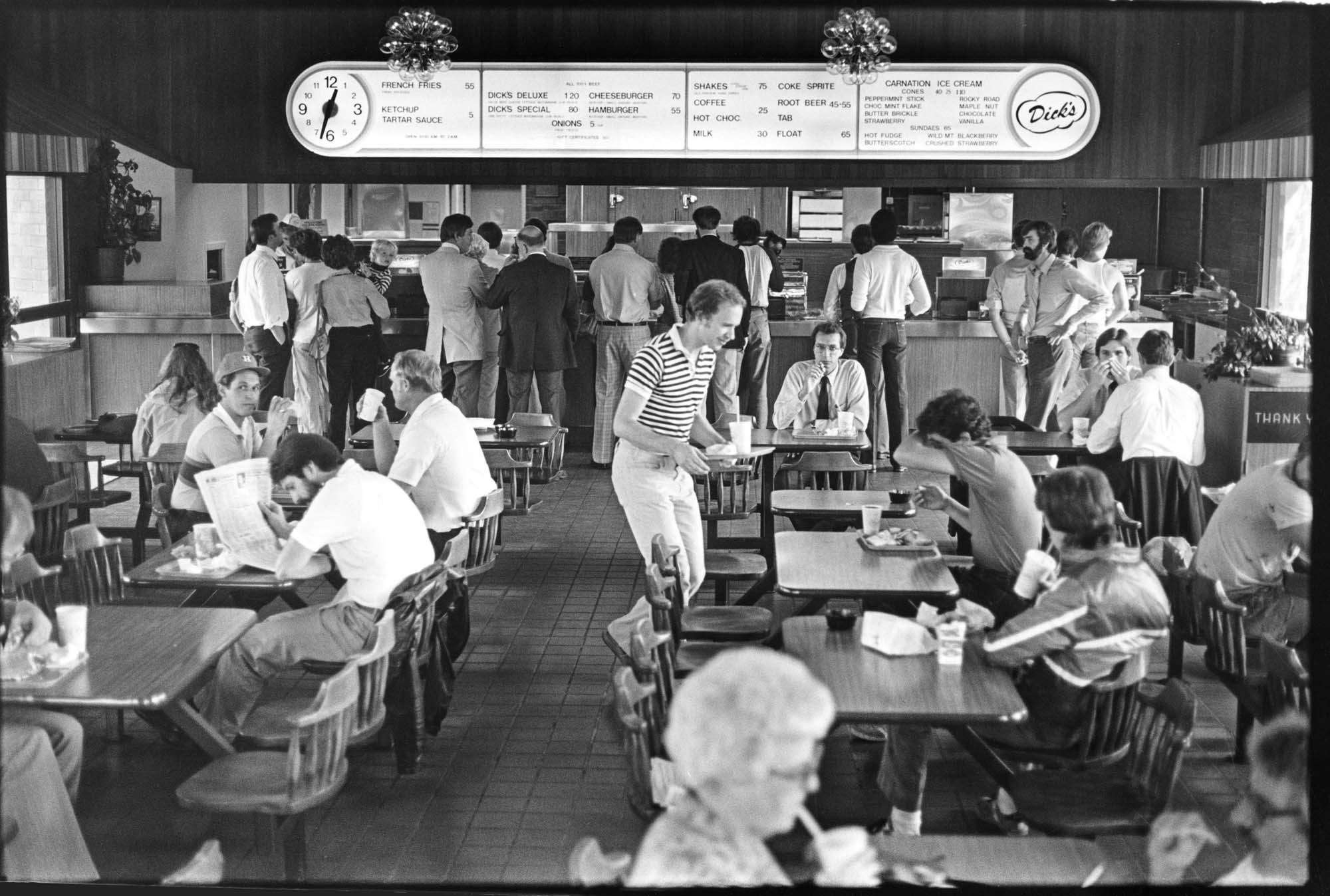Image of Customers having lunch at Dick's Drive-In, Seattle, September 23, 1983