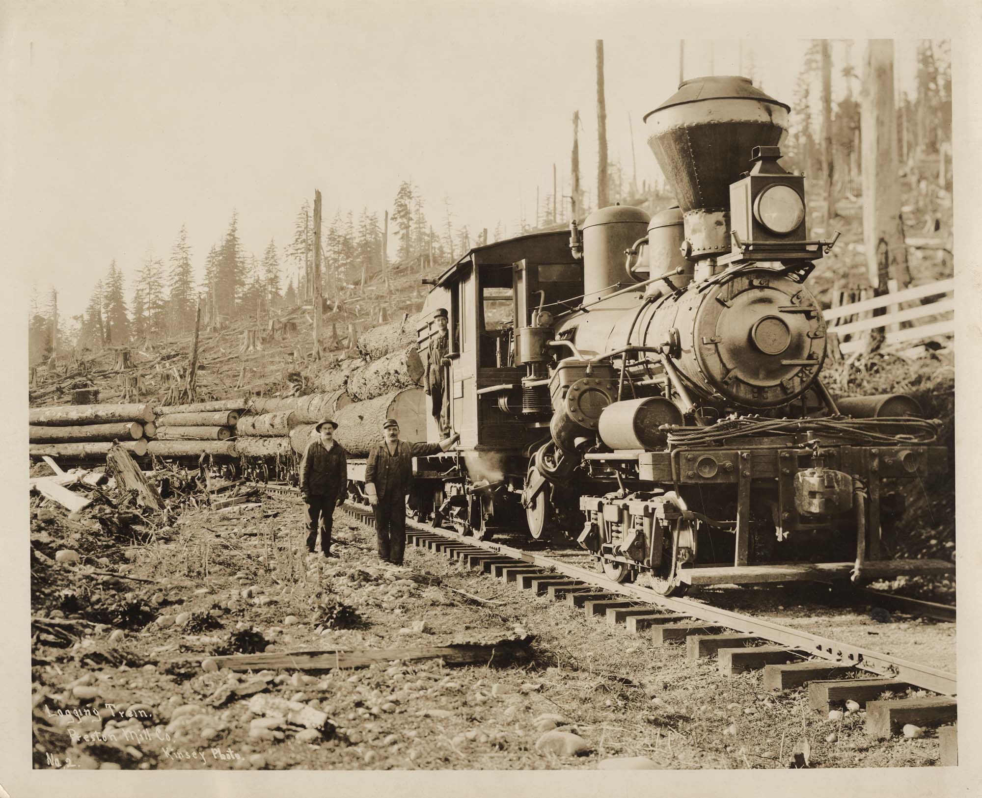 Image of Logging train from the Preston Mill Company, circa 1925