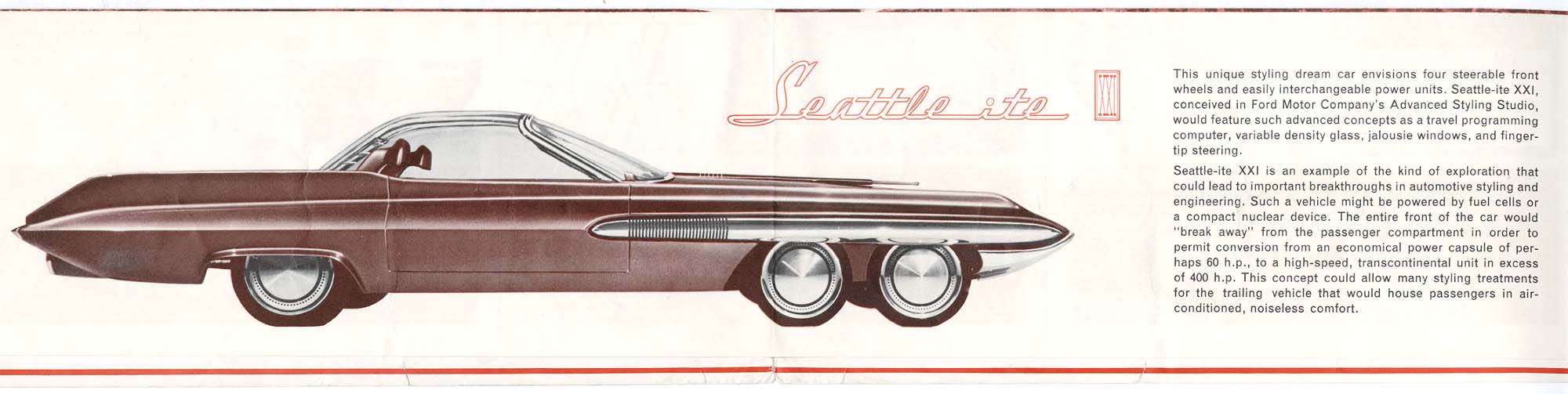Image of Promotional leaflet for the Ford Seattle-ite XXI, Seattle World’s Fair, 1962