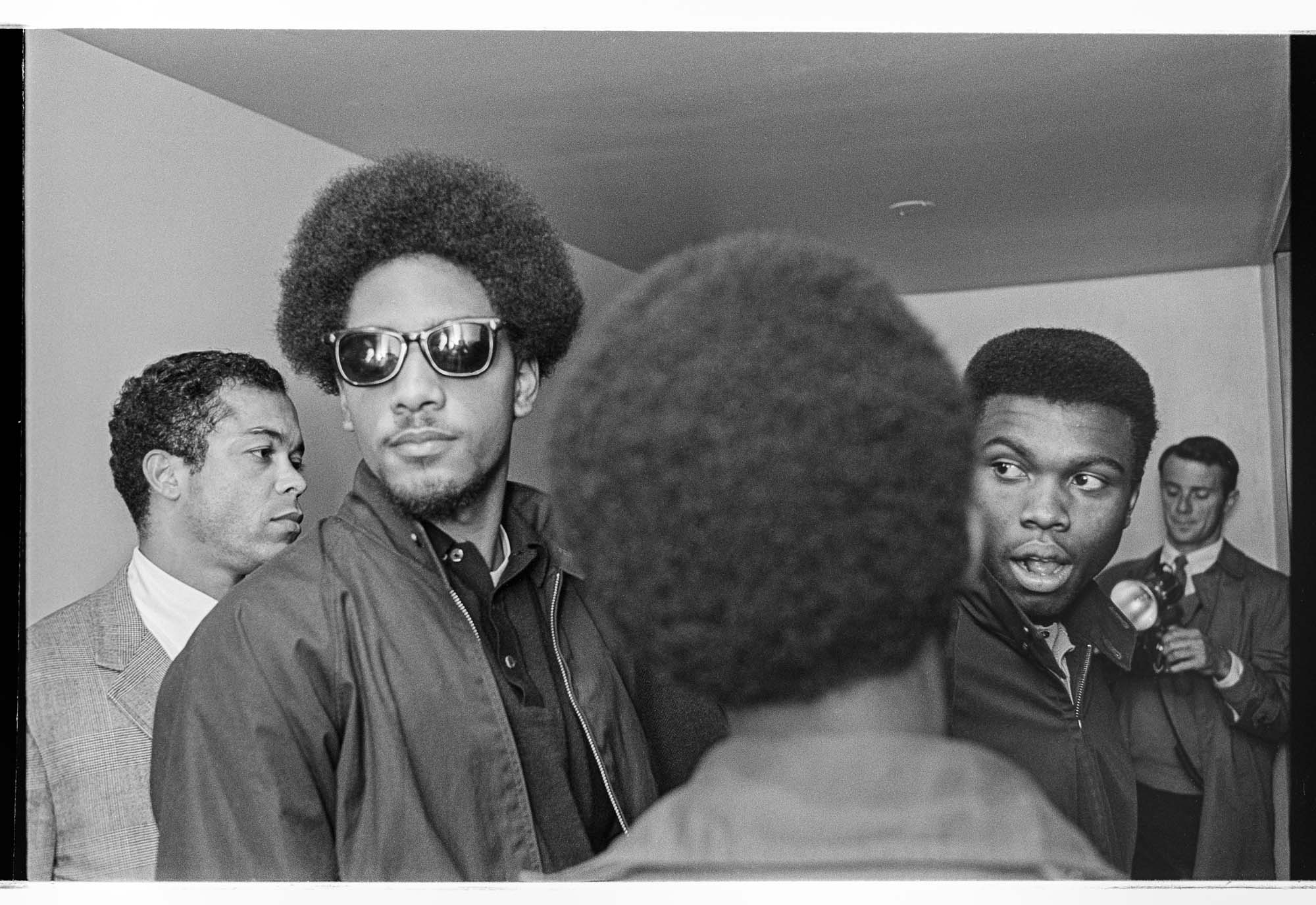 Image of Aaron Dixon and Trolice Flavors at court hearing for Franklin High School sit-in, Seattle, April 5, 1968