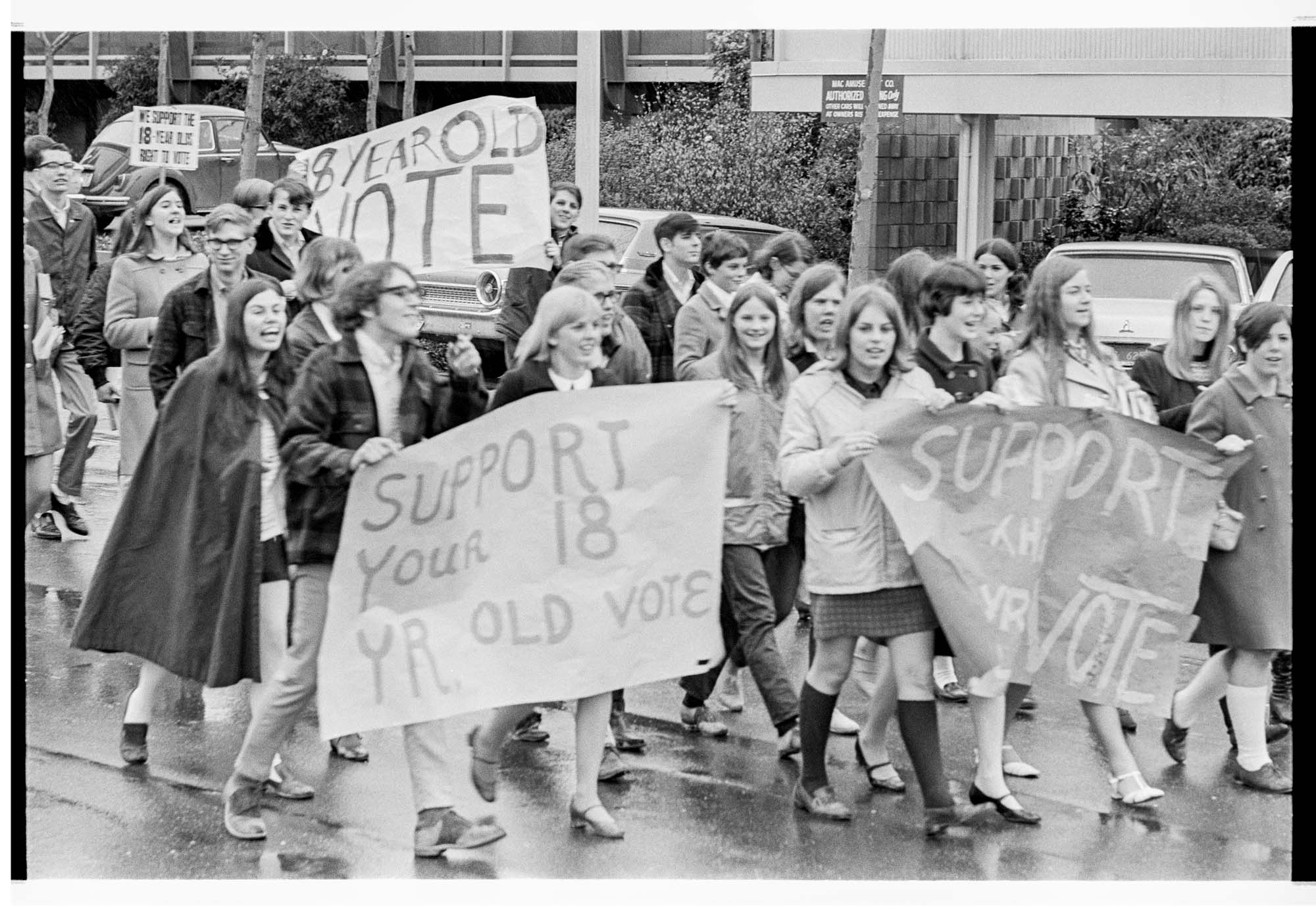 Image of Demonstration for reduction in voting age, Seattle, 1969