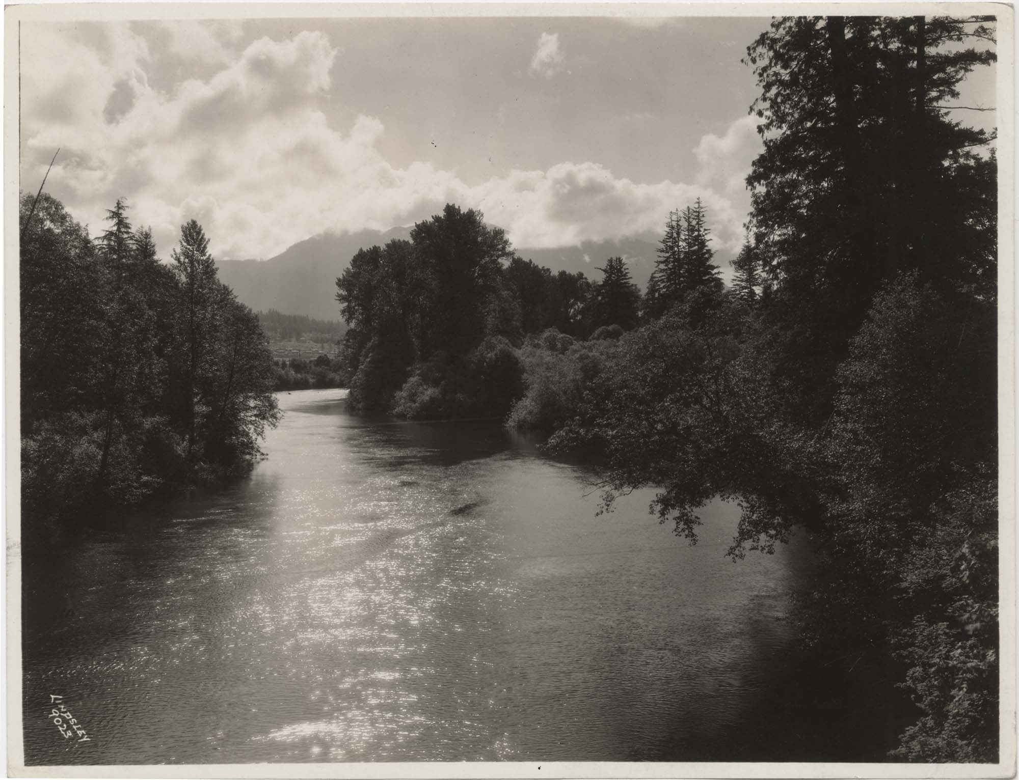 Image of Snoqualmie River from above the falls, circa 1915