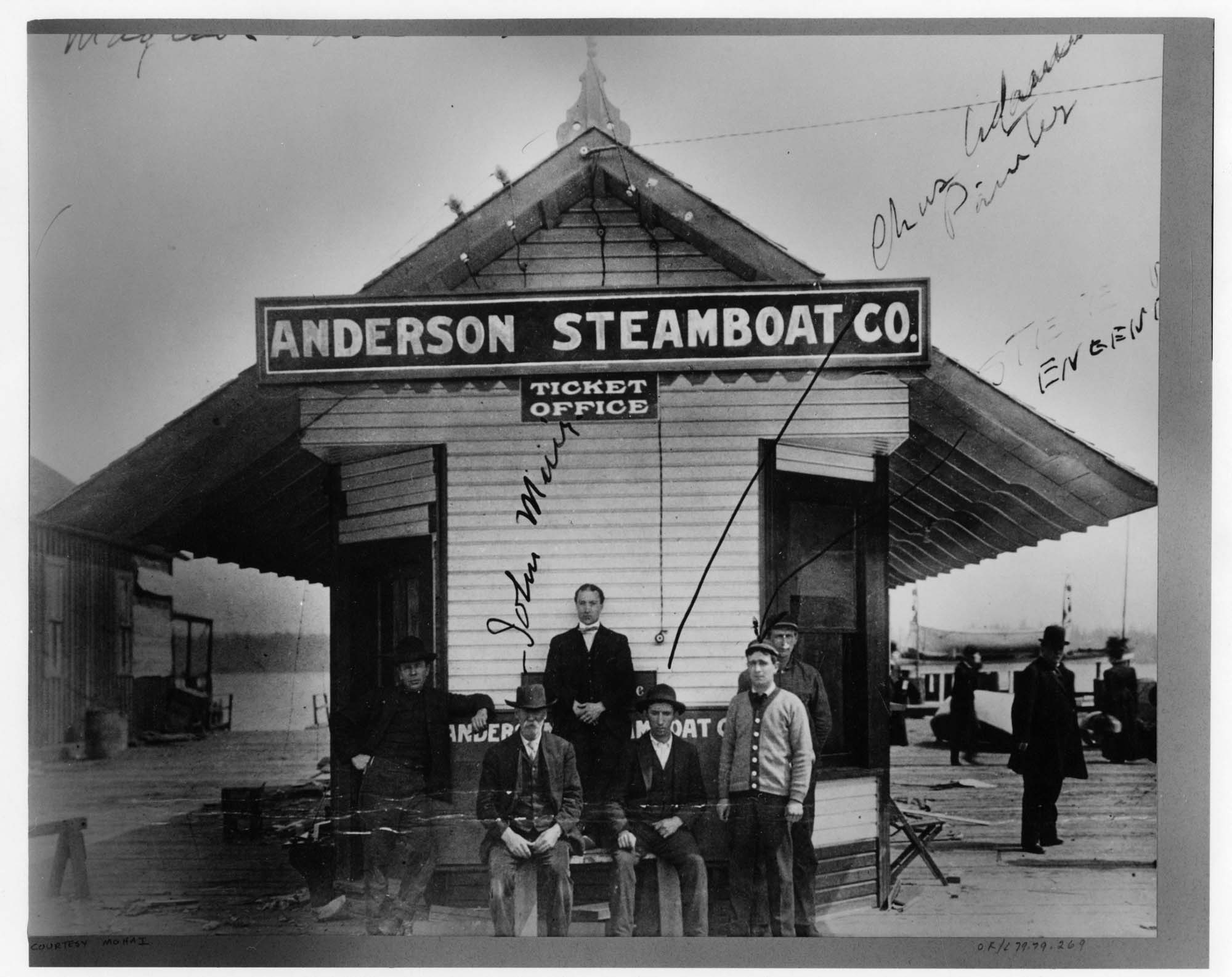 Image of Anderson Steamboat Company ticket office, circa 1906