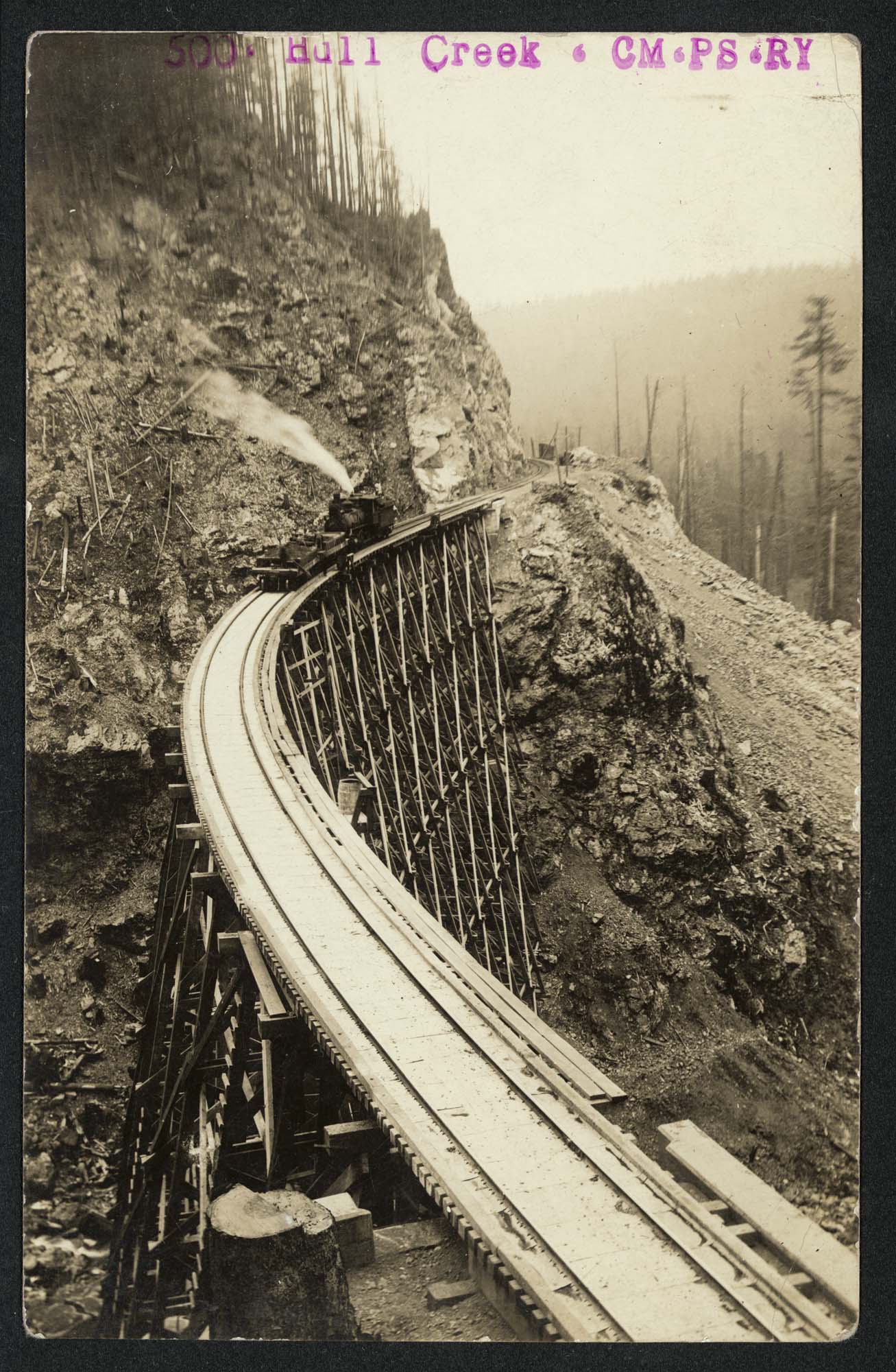 Image of Hull Creek railroad trestle, circa 1907