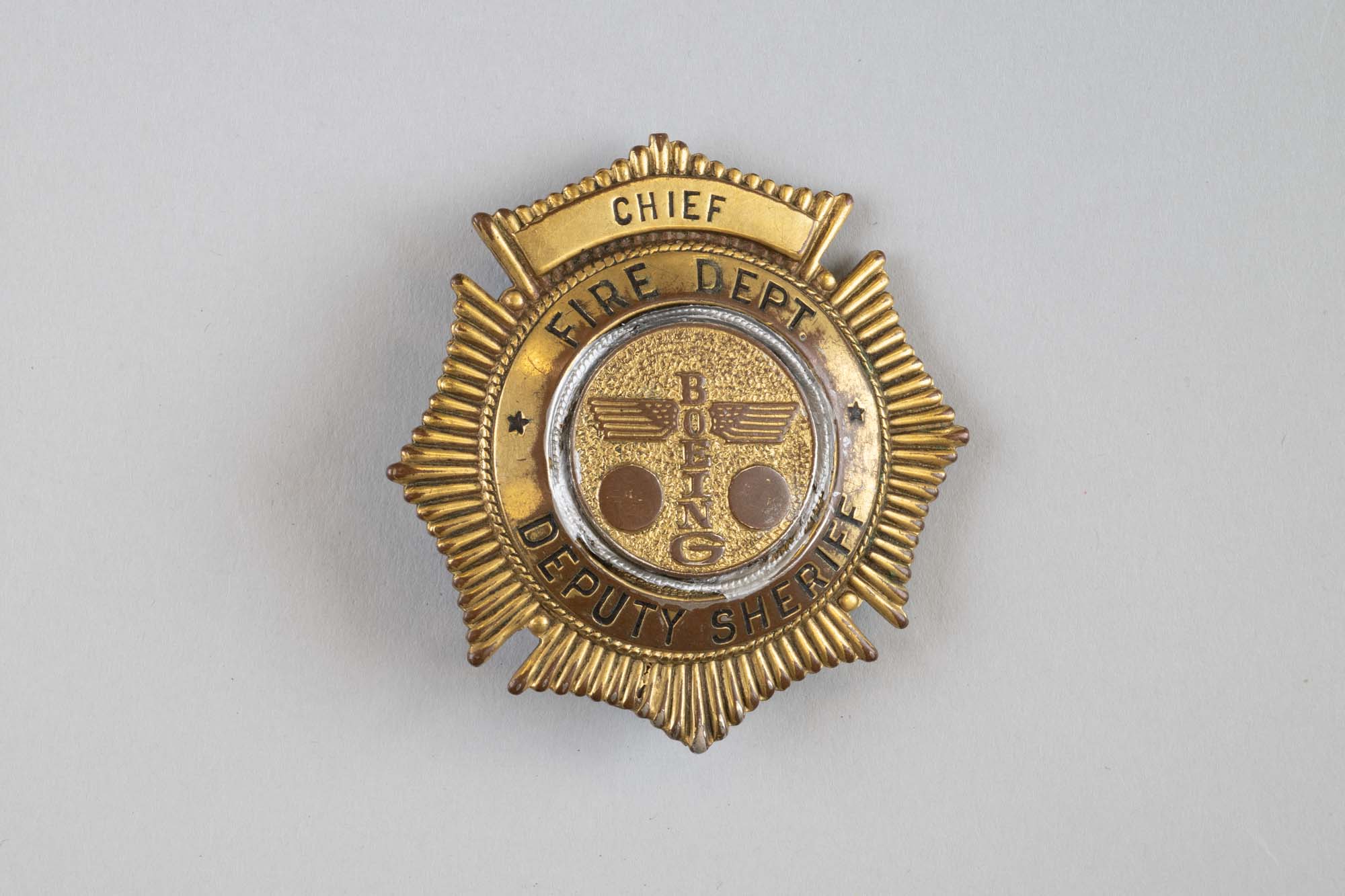 Image of Boeing Fire Department Deputy Sheriff badge, ca. 1940