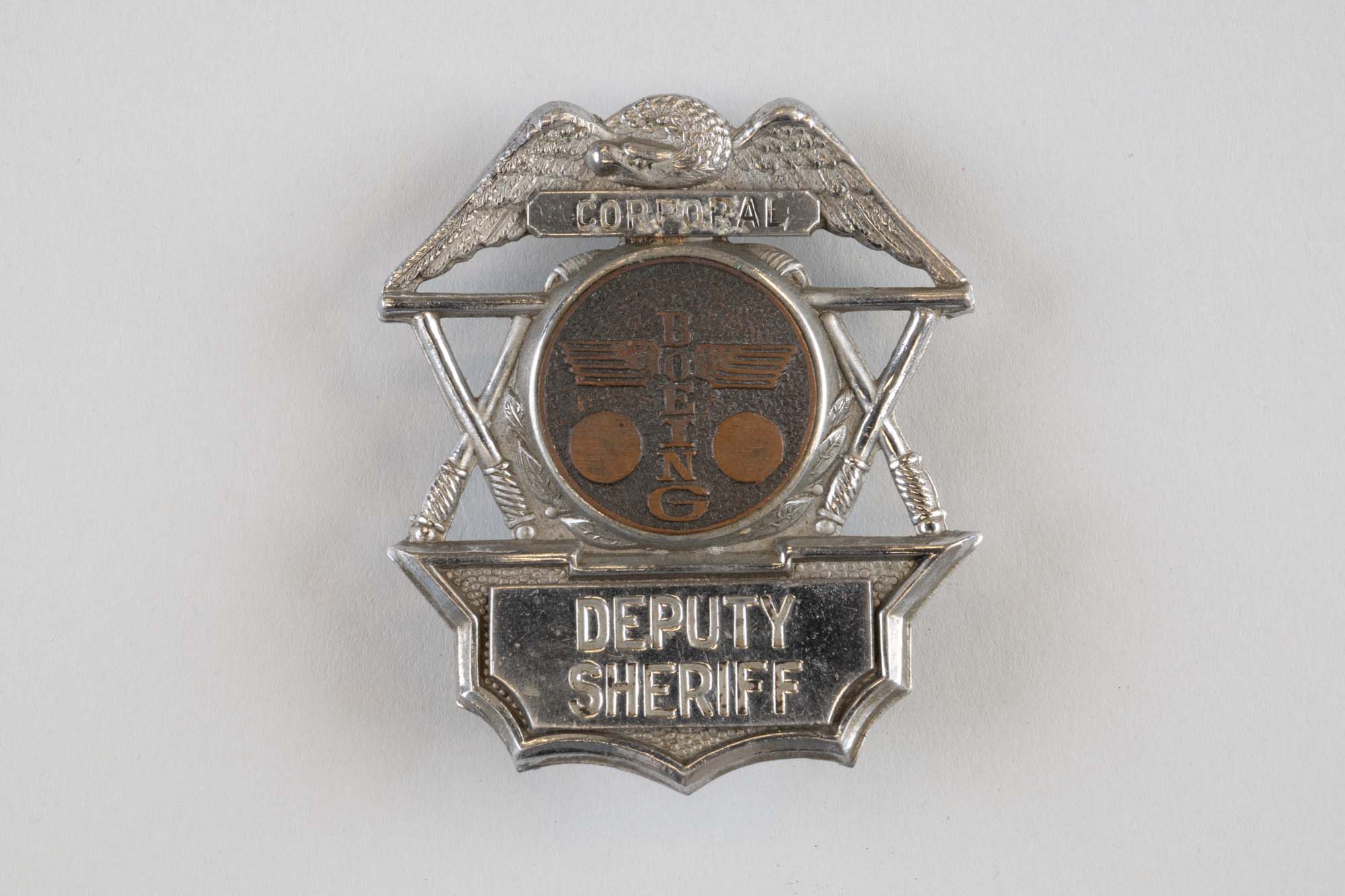 Image of Boeing Corporal  Deputy Sheriff badge, ca. 1940