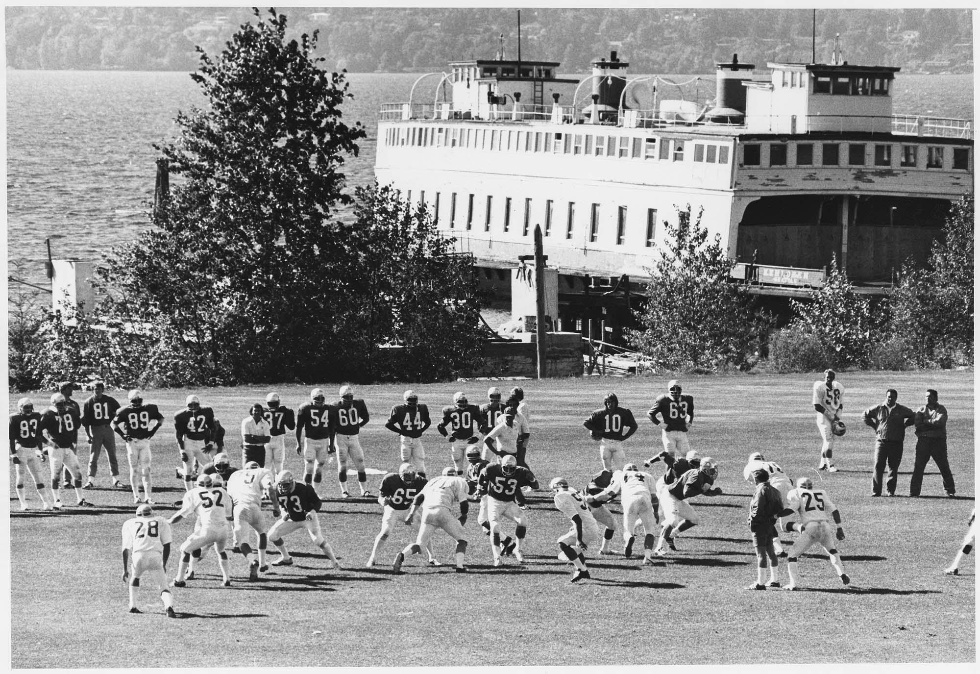Image of Seattle Seahawks at team practice, Kirkland, September 1976
