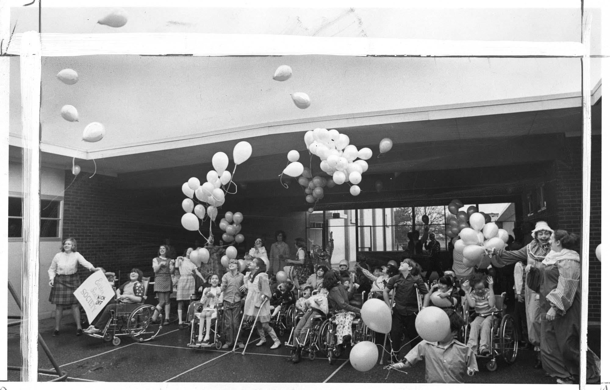 Image of Students with disabilities at Lowell Elementary School's Easter Seal drive kick off, Seattle, March 1, 1973