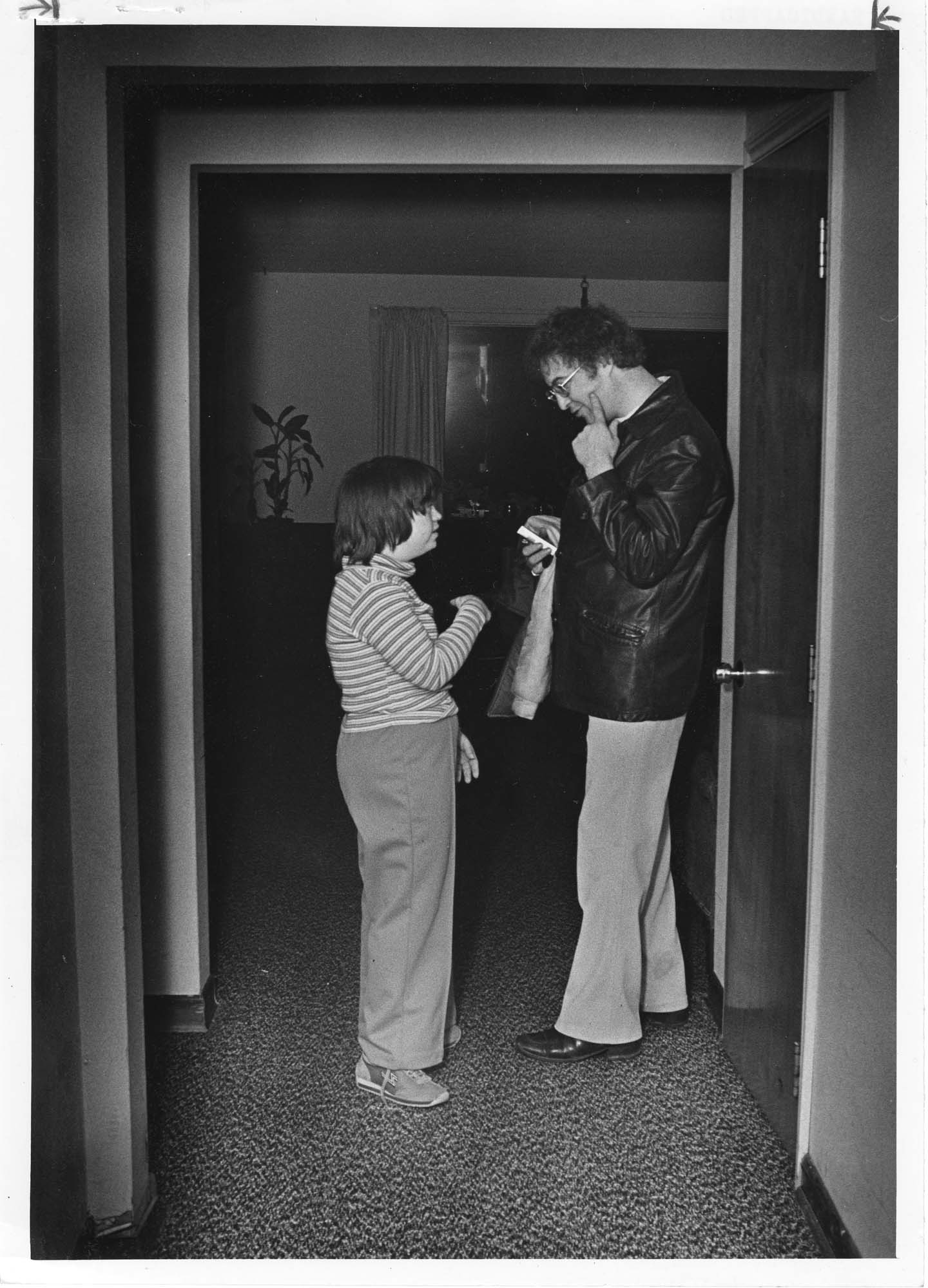 Image of David Denini and a resident of the Hazel Keller group home, Seattle, January 1980