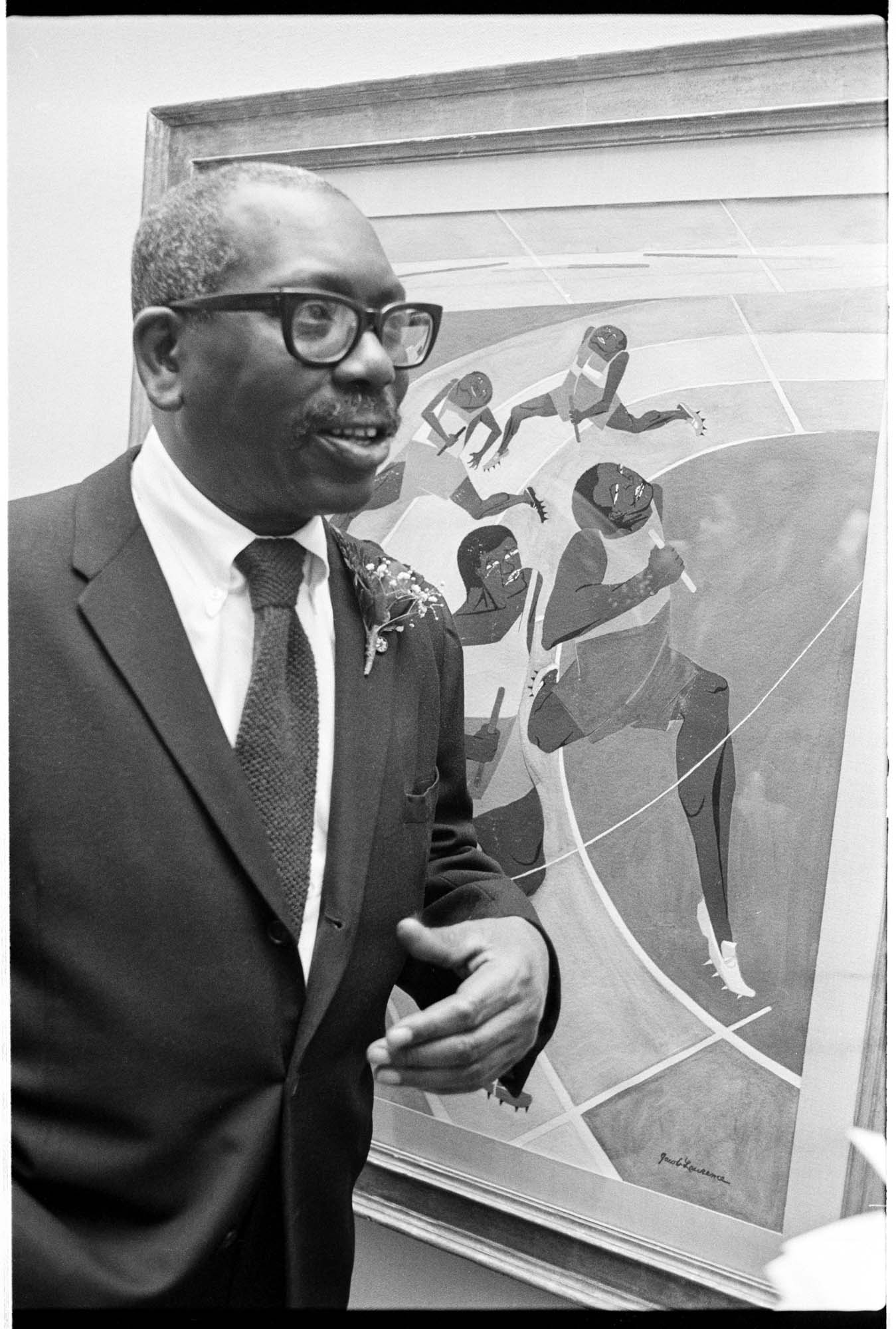 Image of Jacob Lawrence at Seattle Art Museum, December 15, 1974