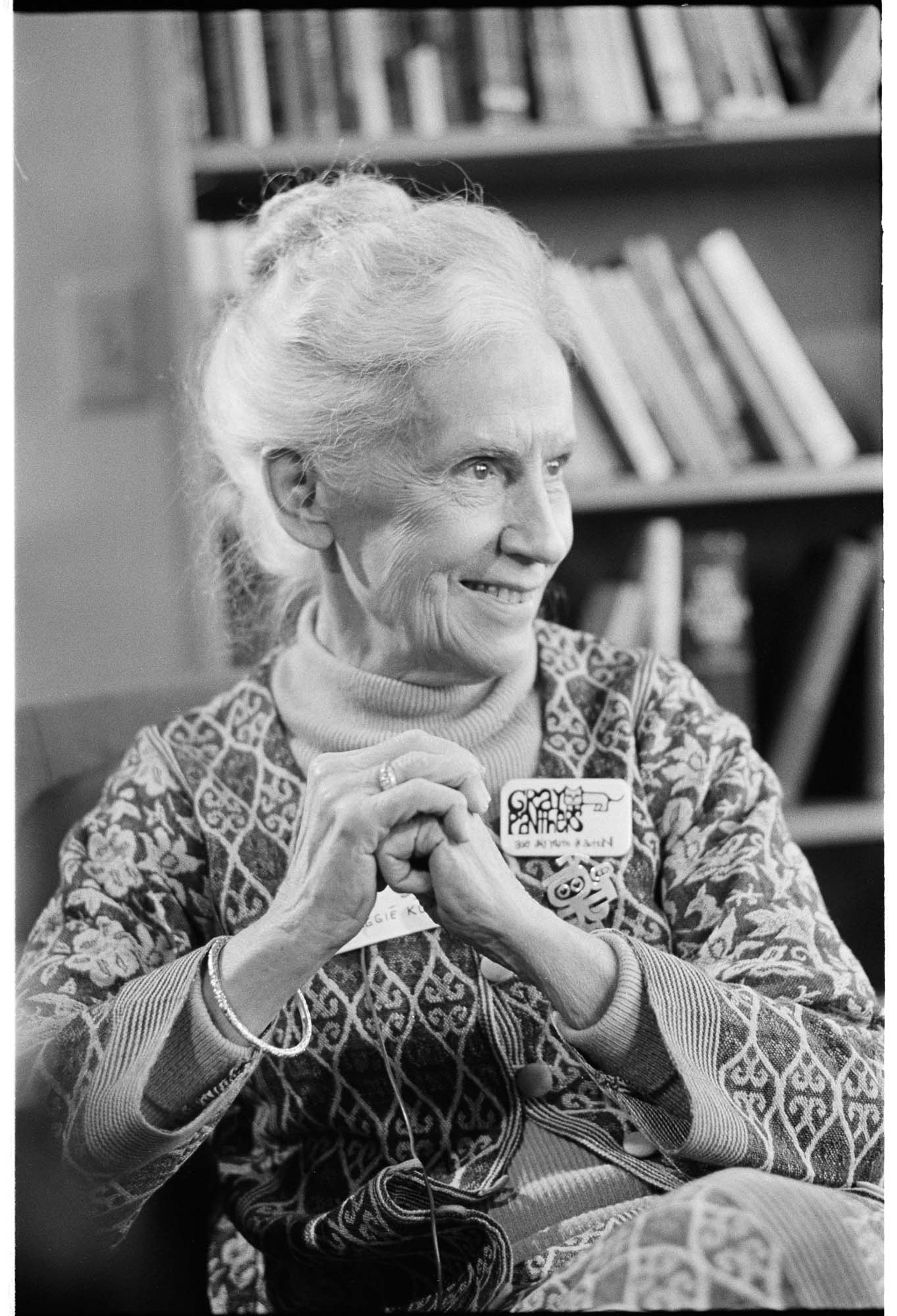 Image of Maggie Kuhn, founder of the Gray Panthers, Seattle, March 1, 1976