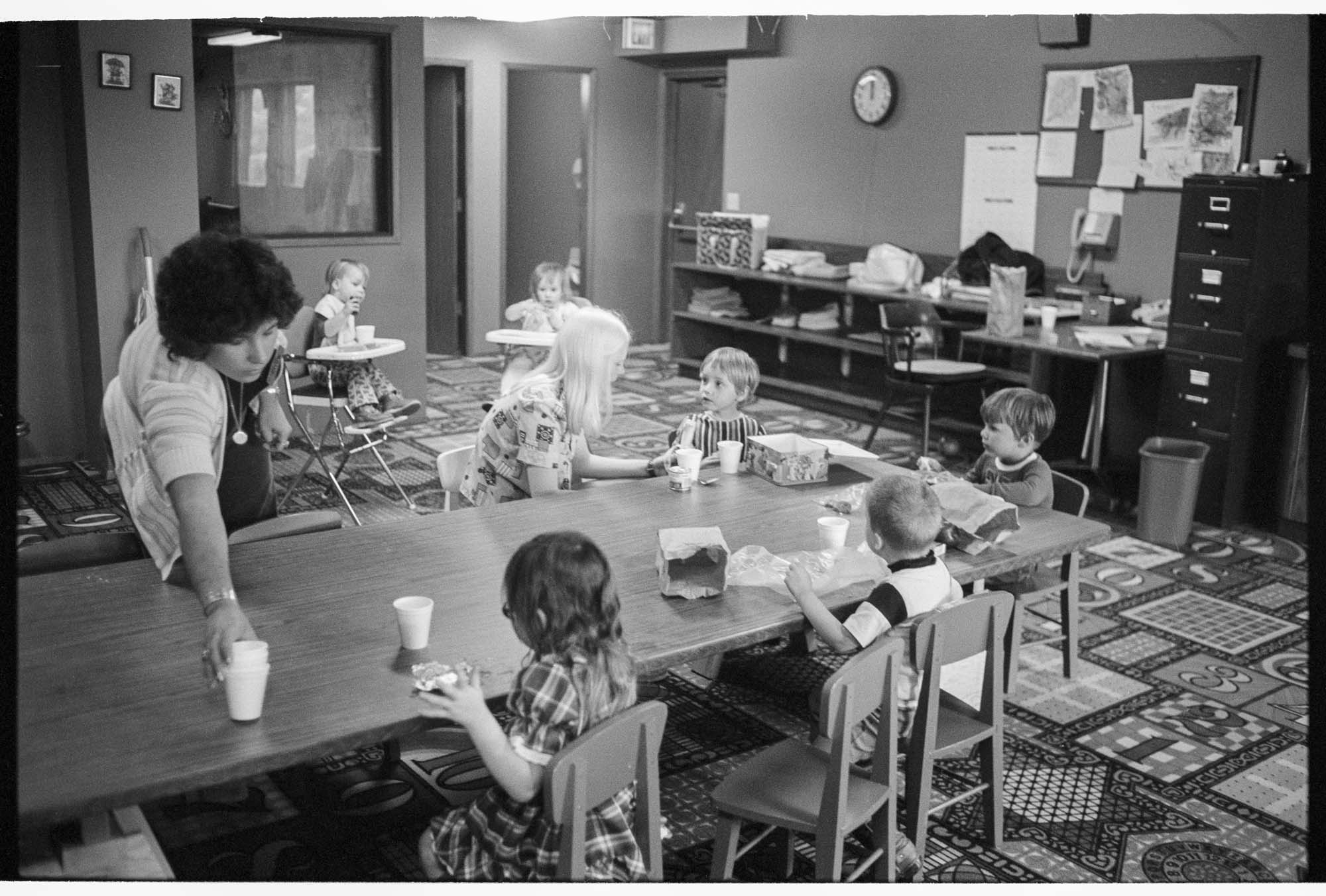 Image of Children in employee daycare at Blazes Broiler, Redmond, May 1976