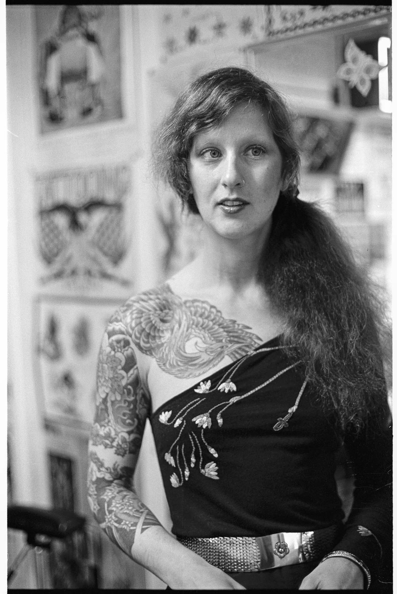 Image of Madame Lazonga, tattoo artist, Seattle, February 7, 1978
