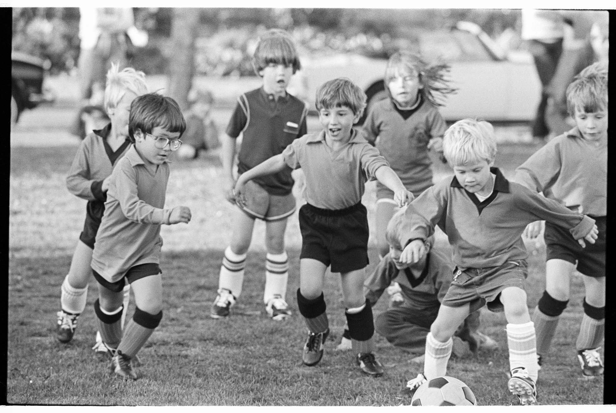 Image of Youth soccer game at unknown Seattle field, September 18, 1982
