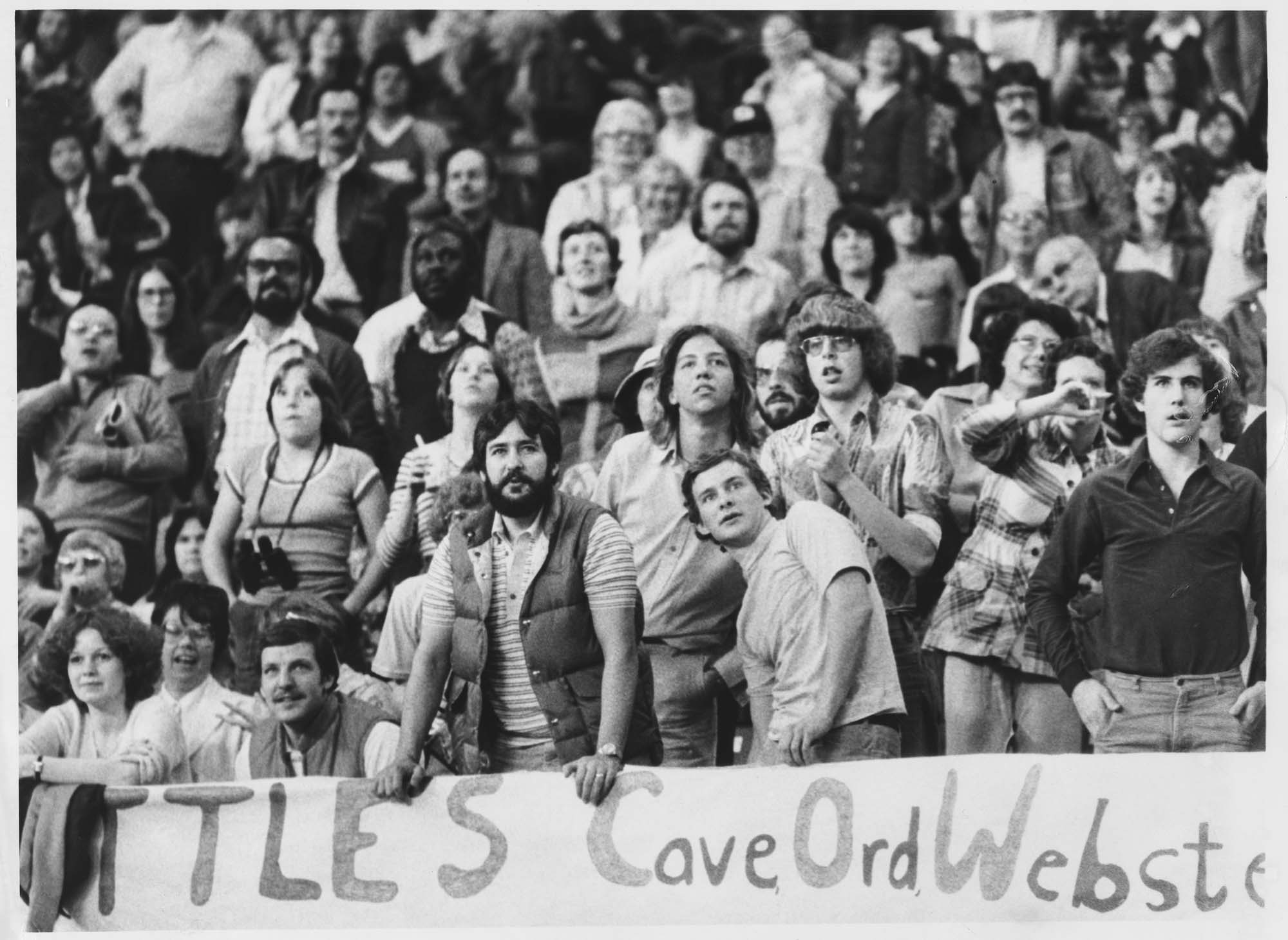 Image of Seattle Sounders fans during a game against the Chicago Sting, Seattle, April 25, 1978