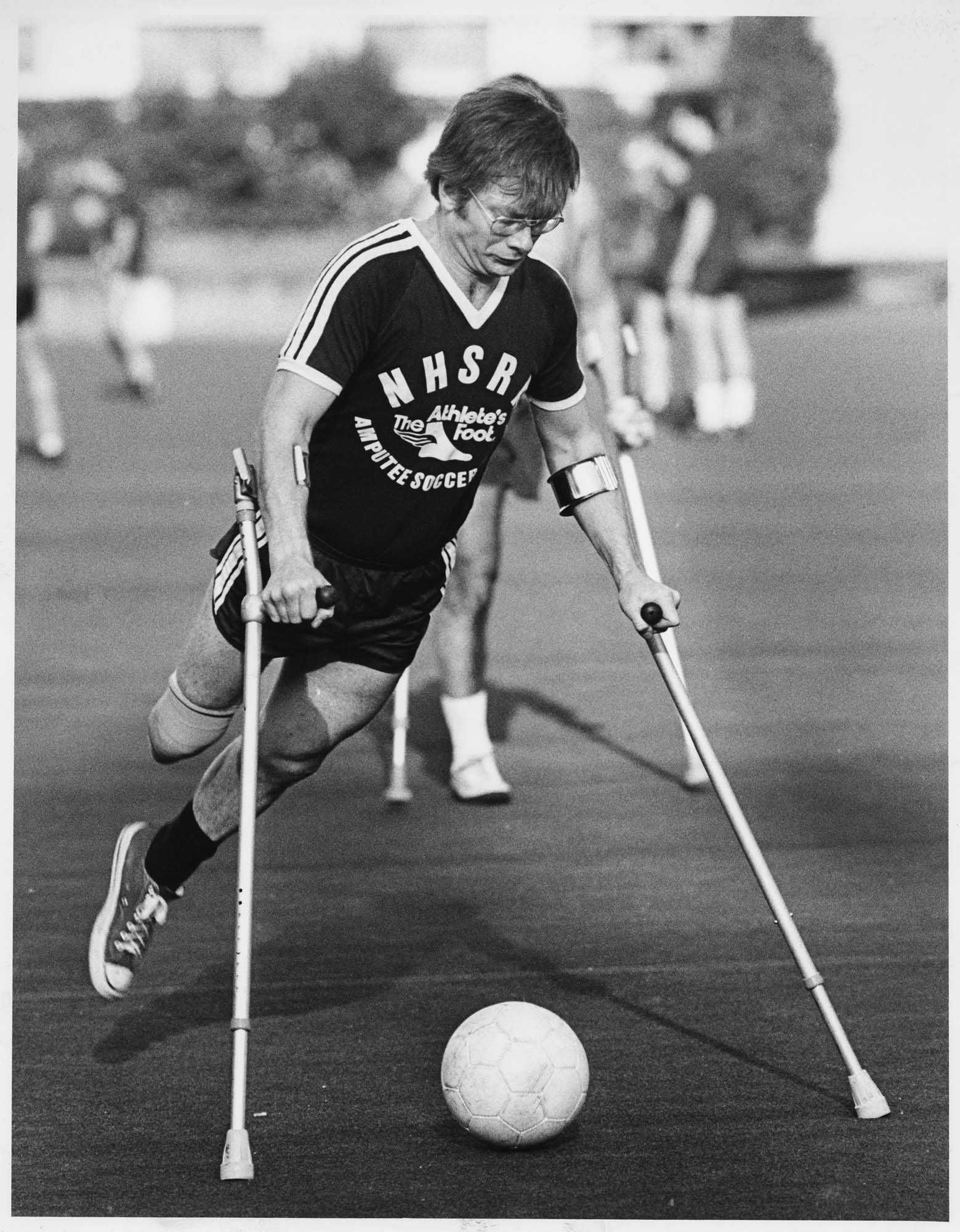 Image of Rob Potter of the Athlete's Foot amputee co-ed amputee soccer team, Seattle, August 19, 1985