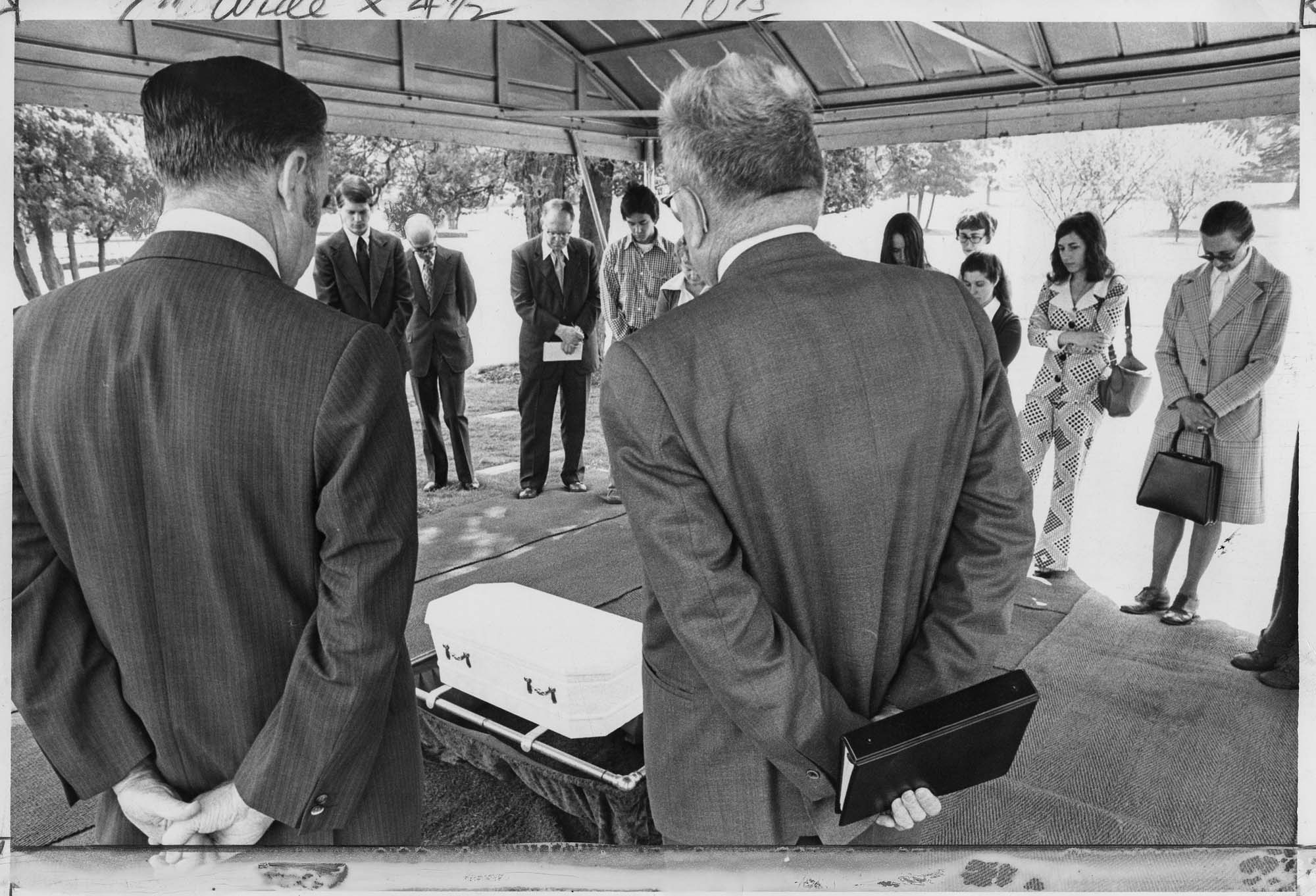 Image of Funeral for Trần Anh Thư, a six-month-old Vietnamese child, at Acacia Memorial Park, May 2, 1975
