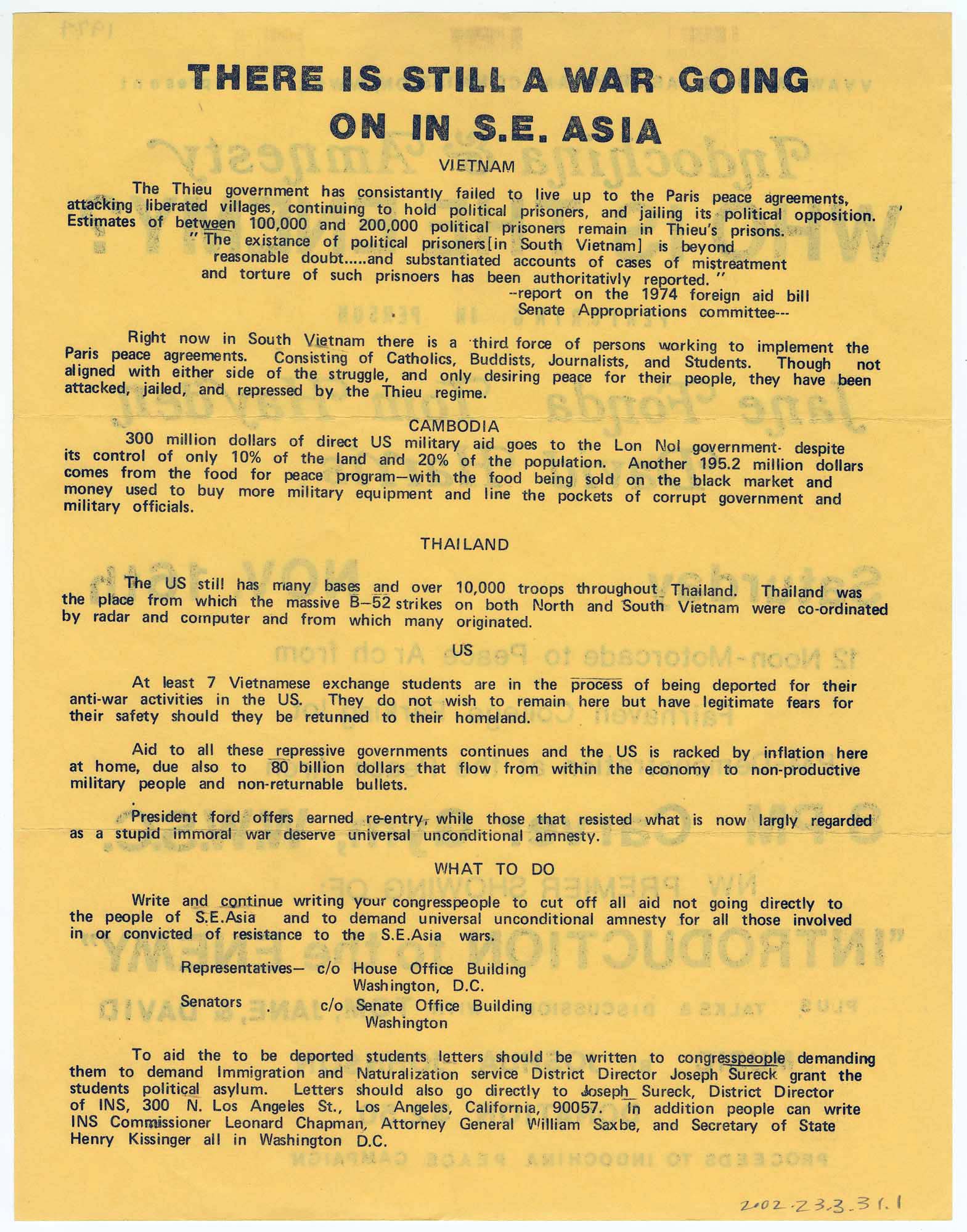 Image of Flier for Indochina and Amnesty: Who Is the Enemy? event, Bellingham, November 16, 1974
