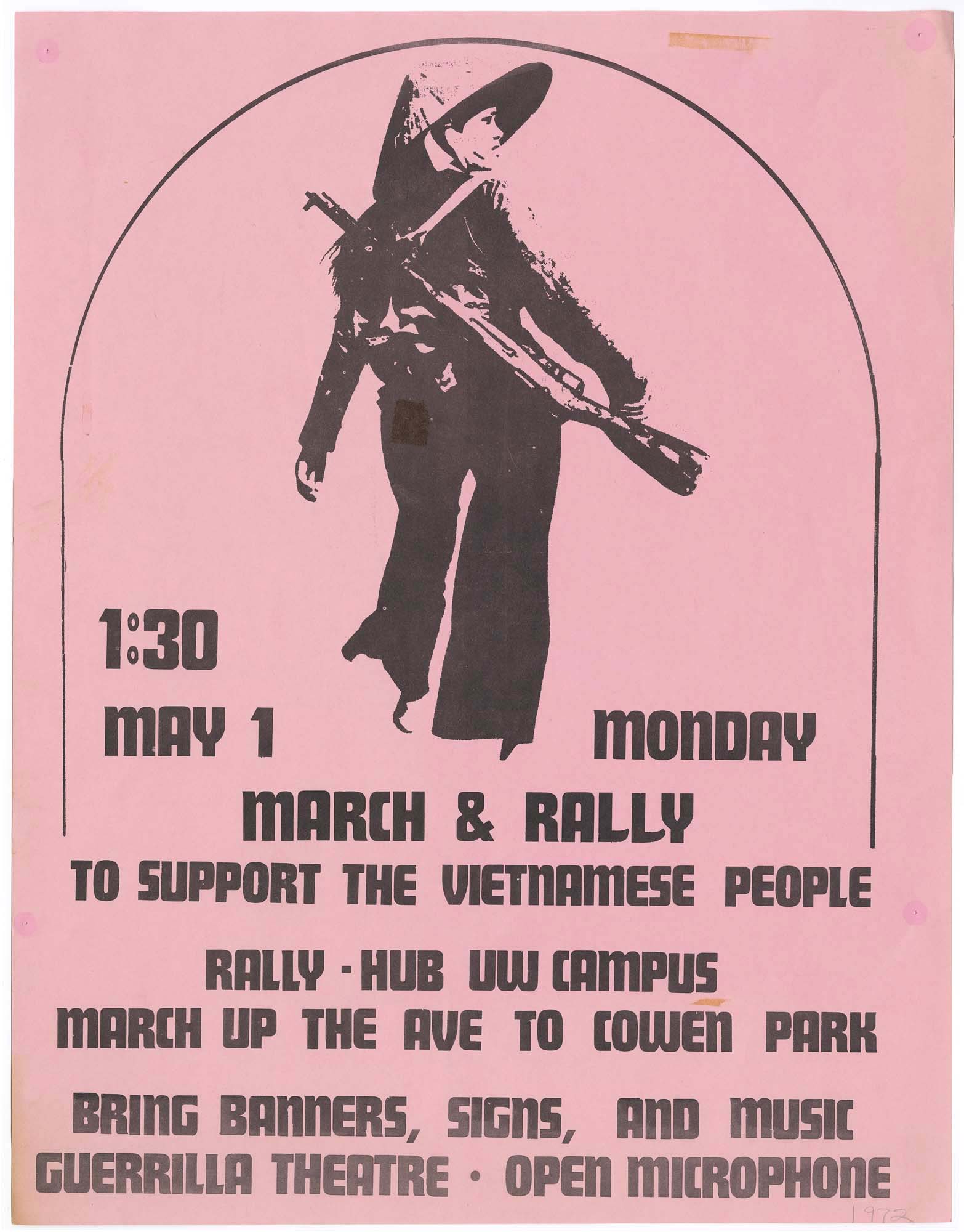 Image of Poster for anti-war march and rally at University of Washington, Seattle, 1972