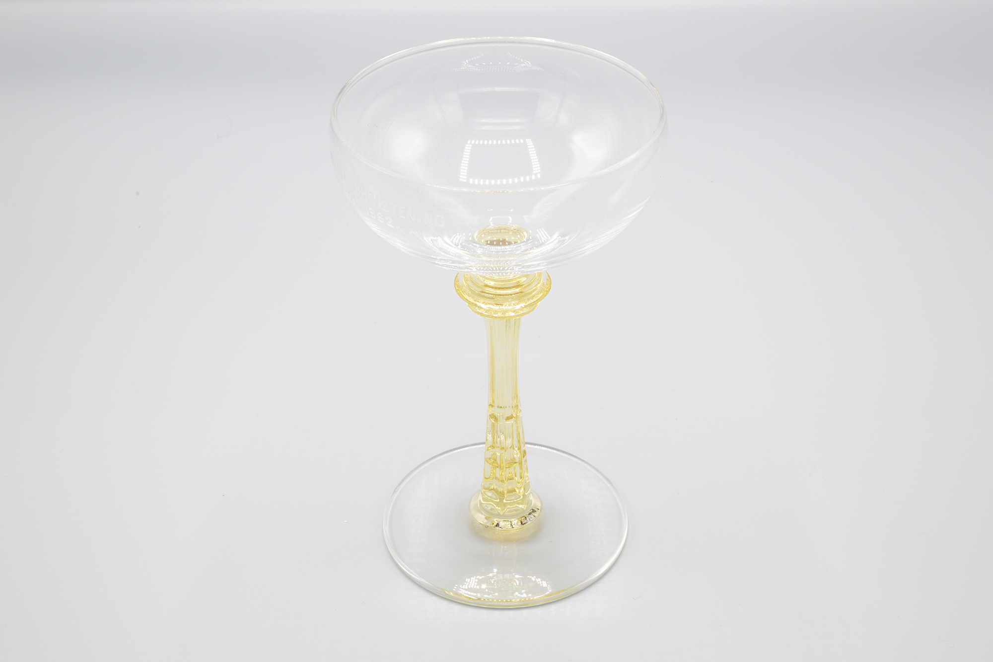 Image of Champagne glass used to toast the opening of the Space Needle on April 21, 1962