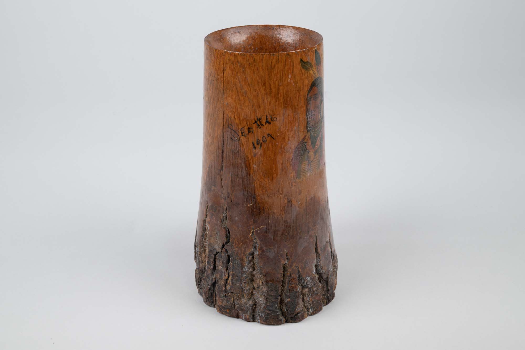 Image of Wooden souvenir mug from the Alaska-Yukon-Pacific Exposition (AYPE), 1909