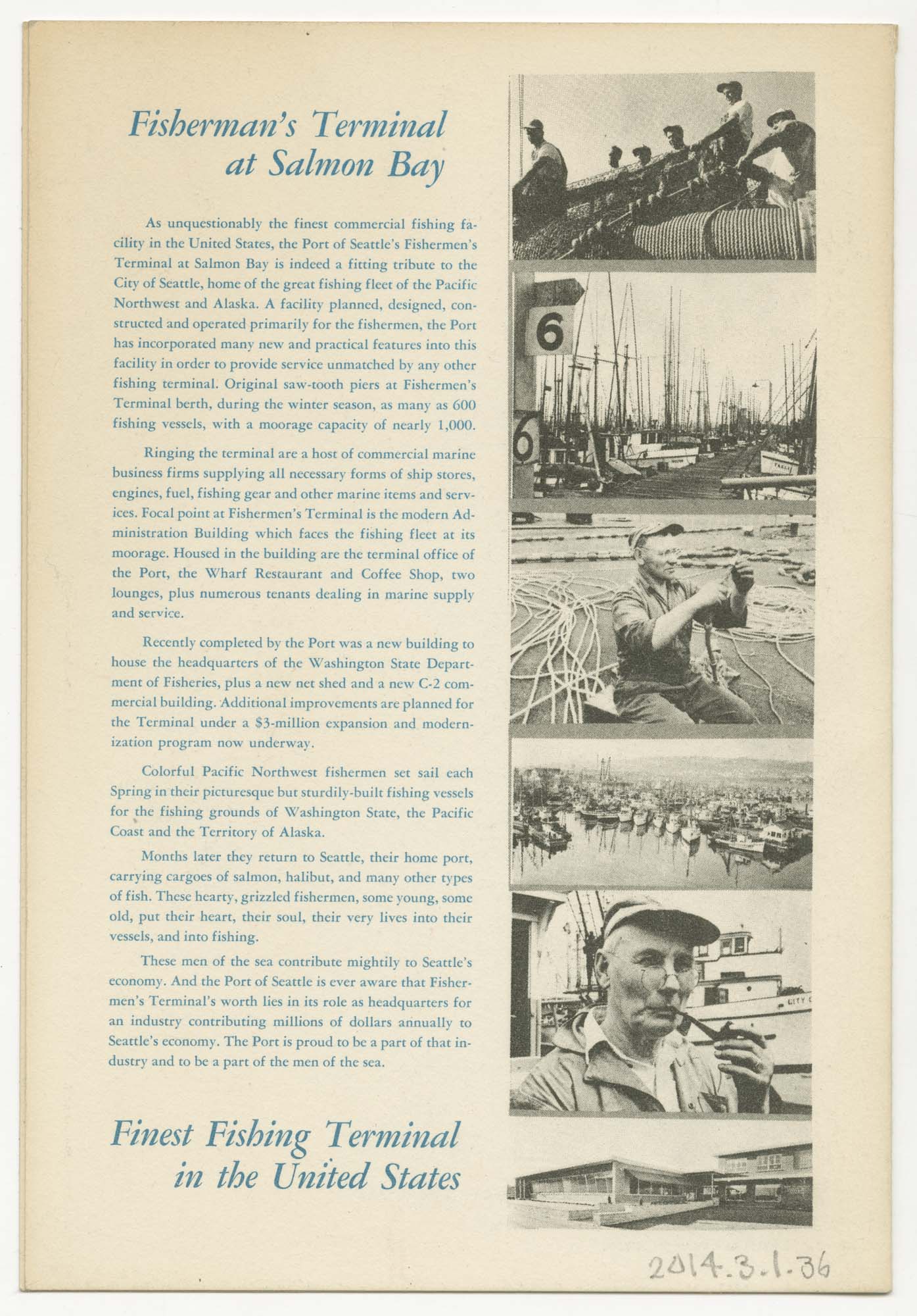 Image of The Wharf menu, circa 1958