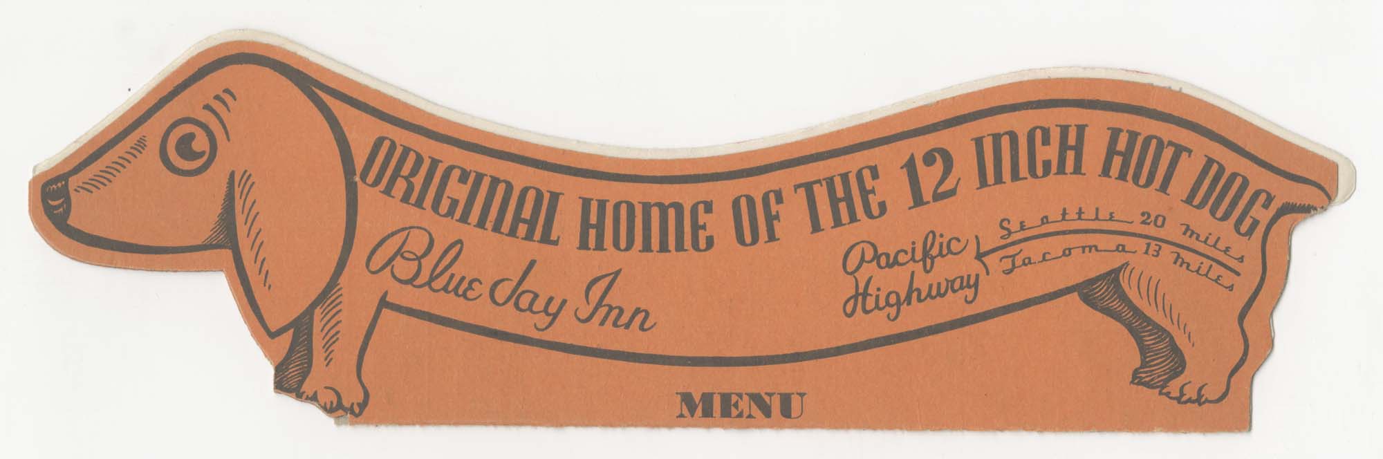 Image of The Blue Jay Inn menu, circa 1953
