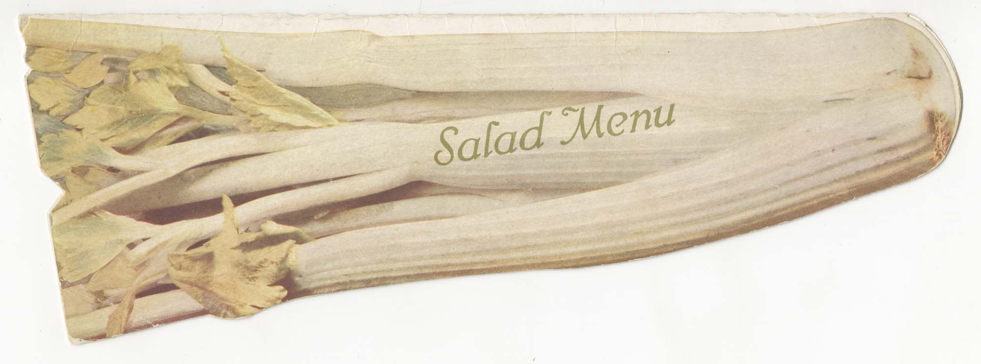 Image of Northern Pacific Railway, Yellowstone Park Line salad menu, circa 1920