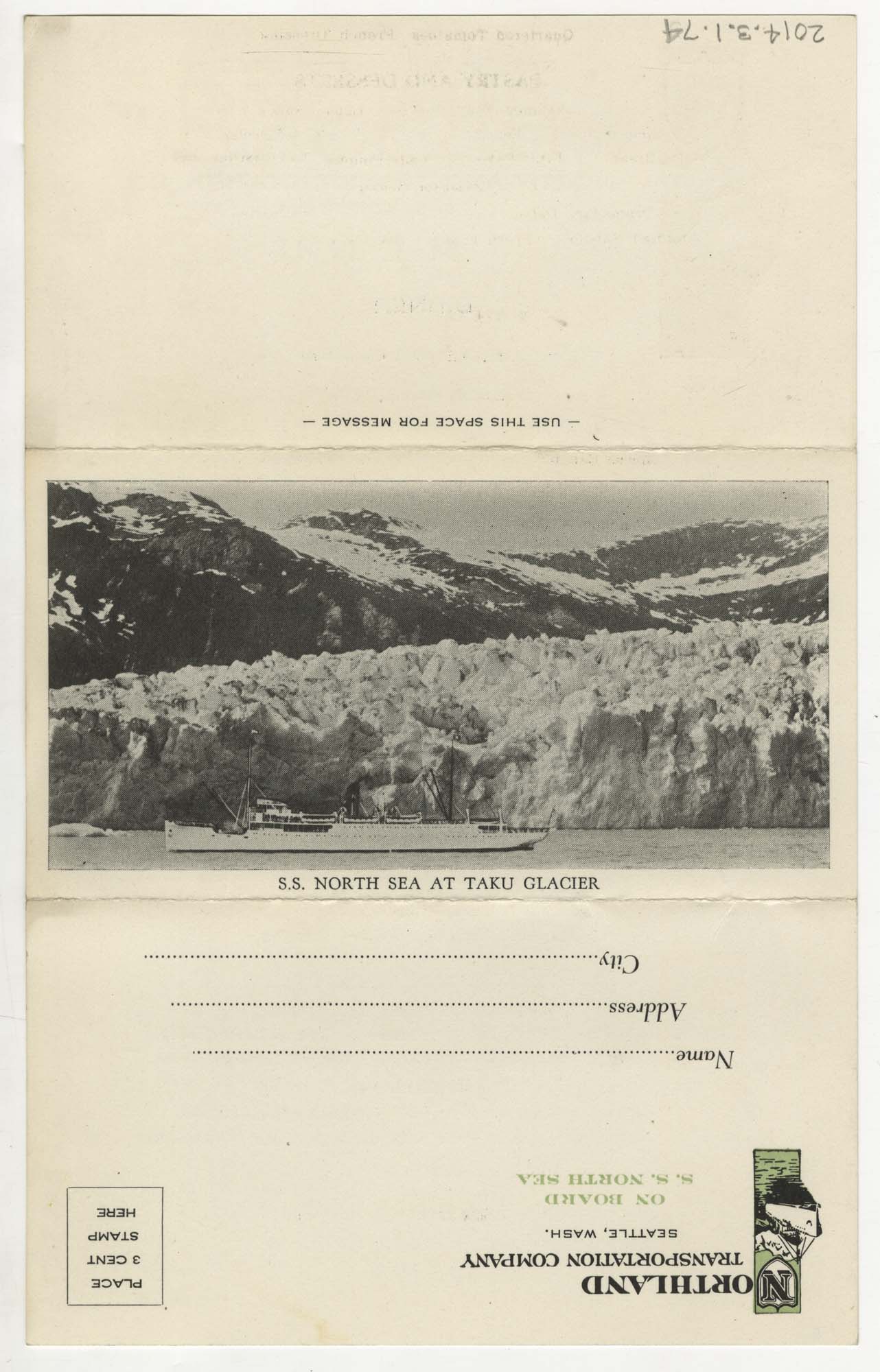 Image of S.S. North Sea menu, June 19, 1936