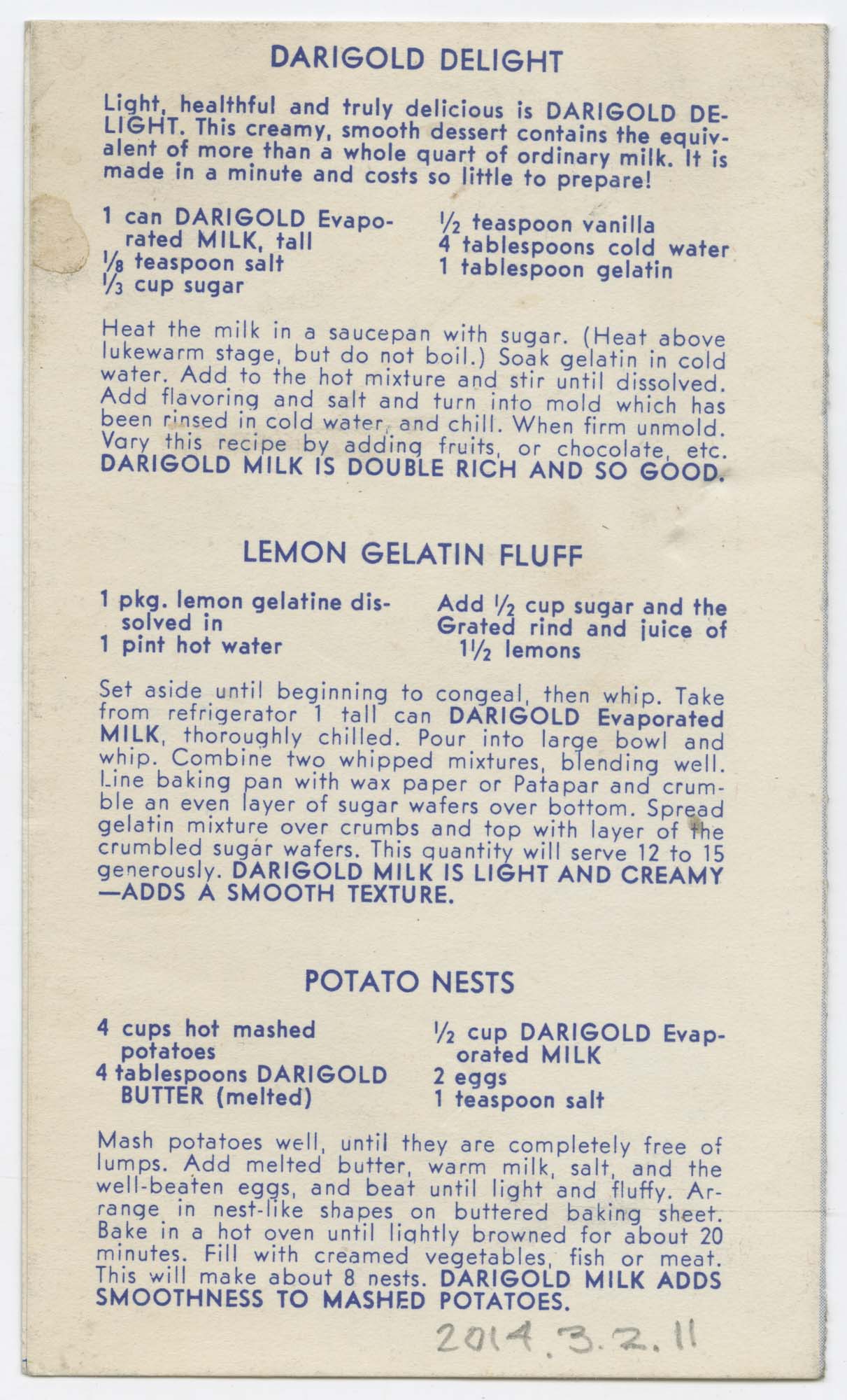 Image of New Recipes and Hostess Hints, Darigold Milk, circa 1925