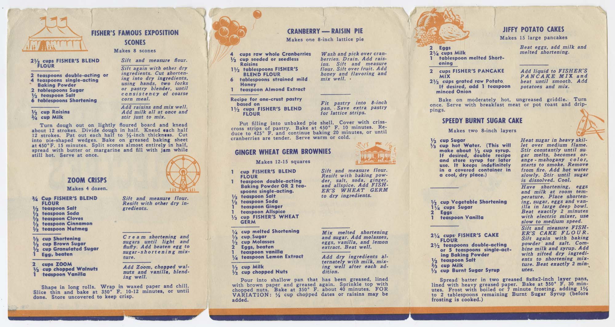 Image of Fisher's Fair Recipes, Famous Exposition Scones and other Mary Mills' Timely Tested Recipes, circa 1932
