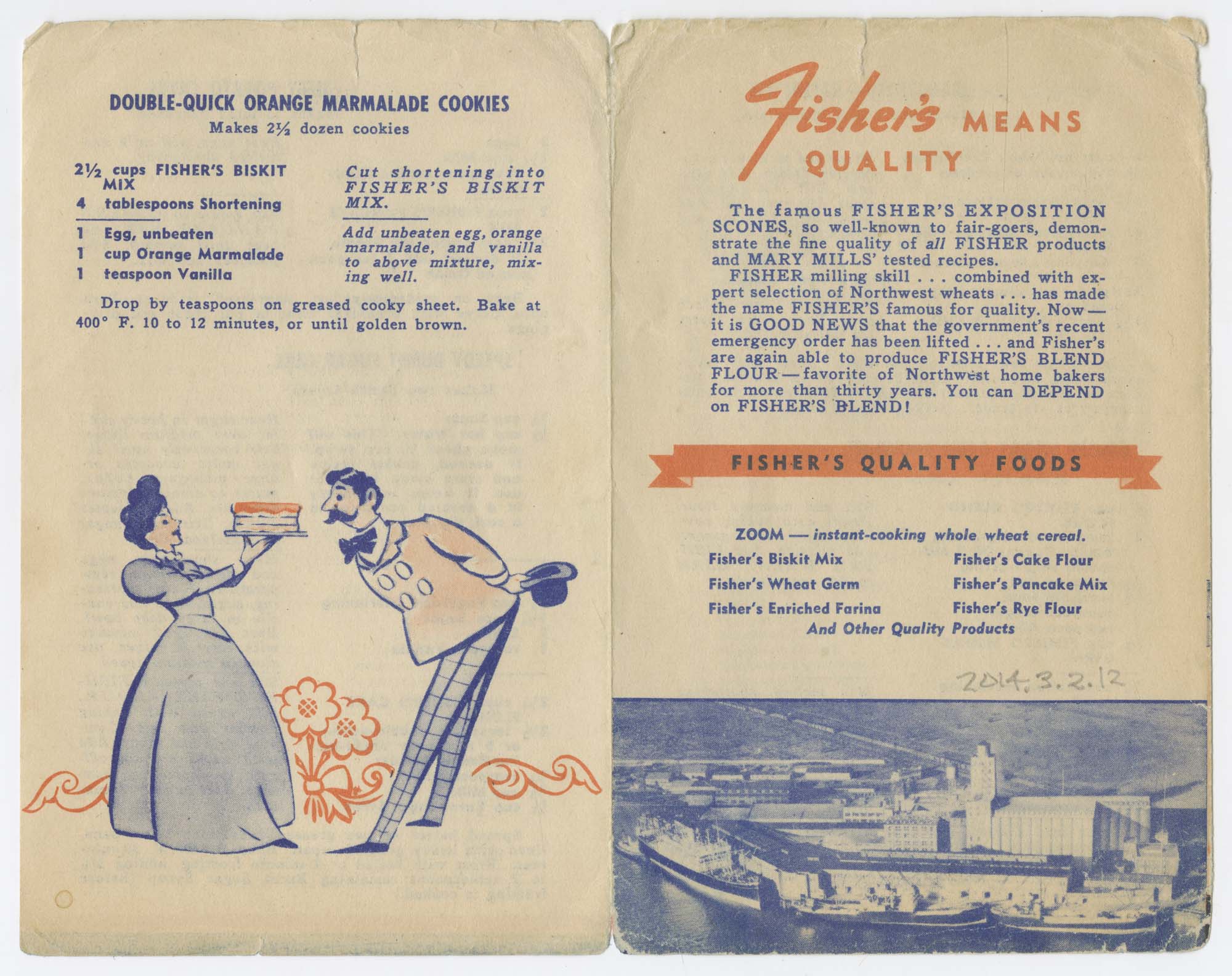 Image of Fisher's Fair Recipes, Famous Exposition Scones and other Mary Mills' Timely Tested Recipes, circa 1932
