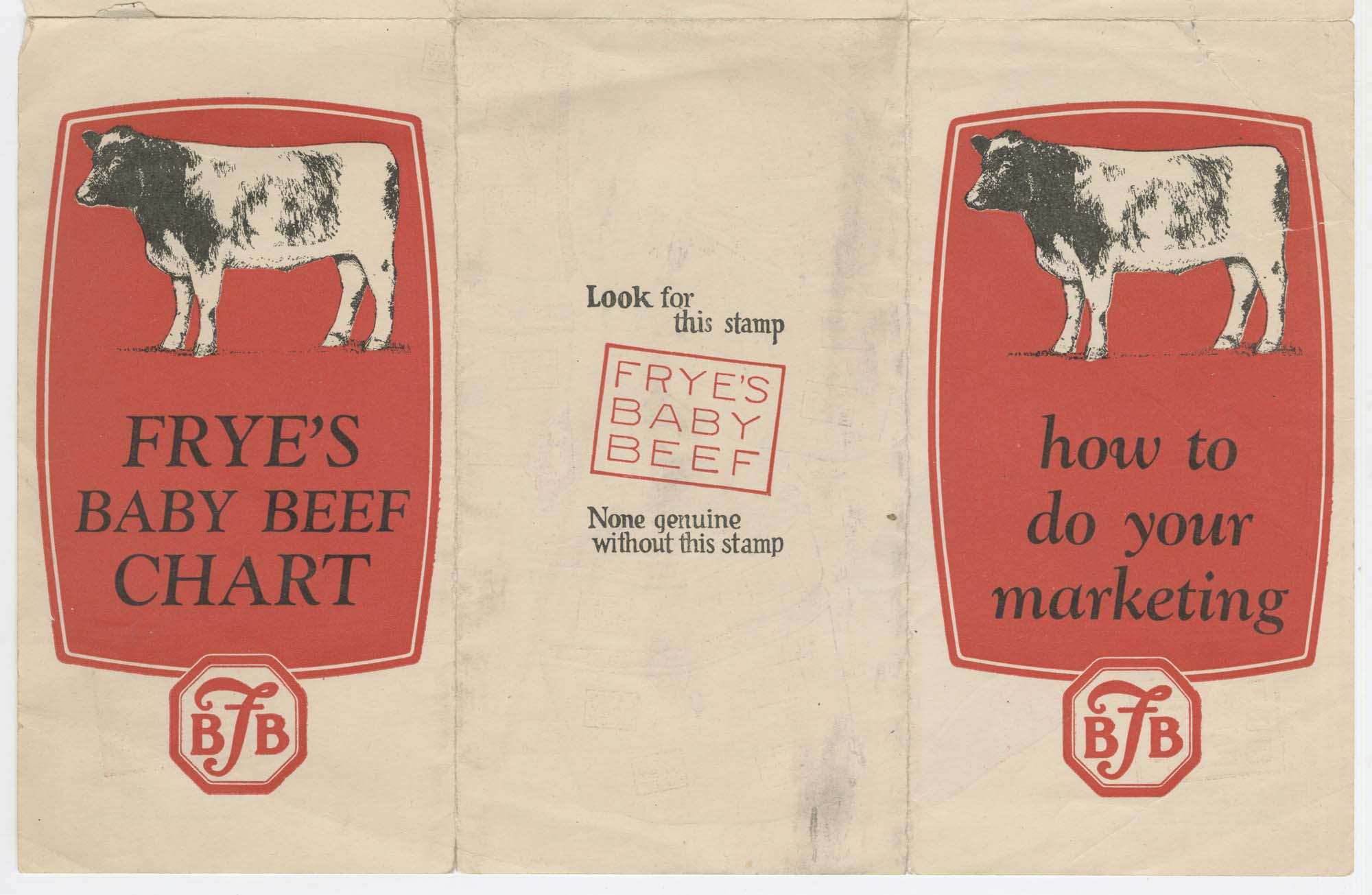 Image of Frye's Baby Beef Chart, circa 1925