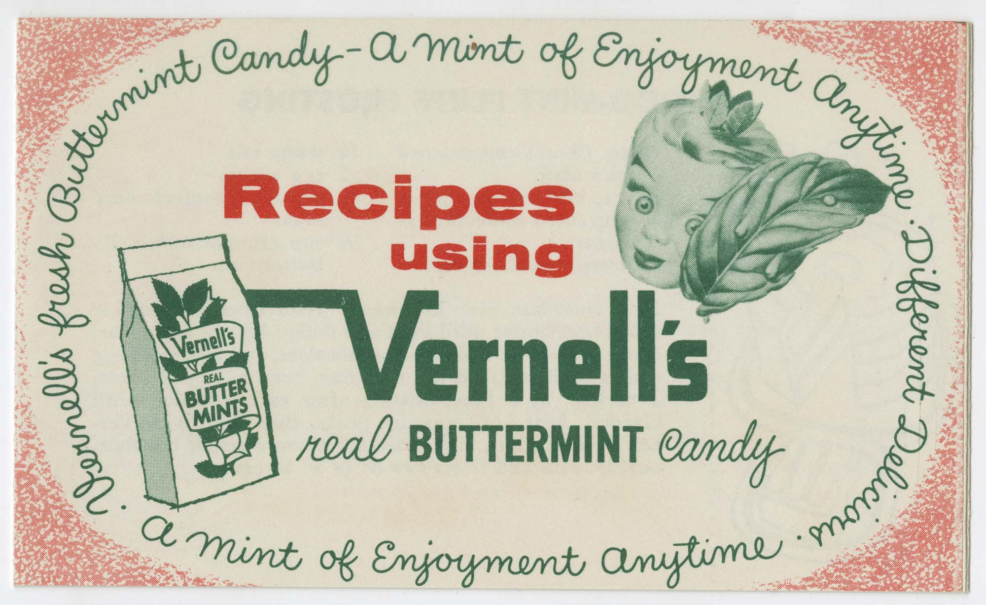 Image of Recipes Using Vernell's Real Buttermint Candy, circa 1951