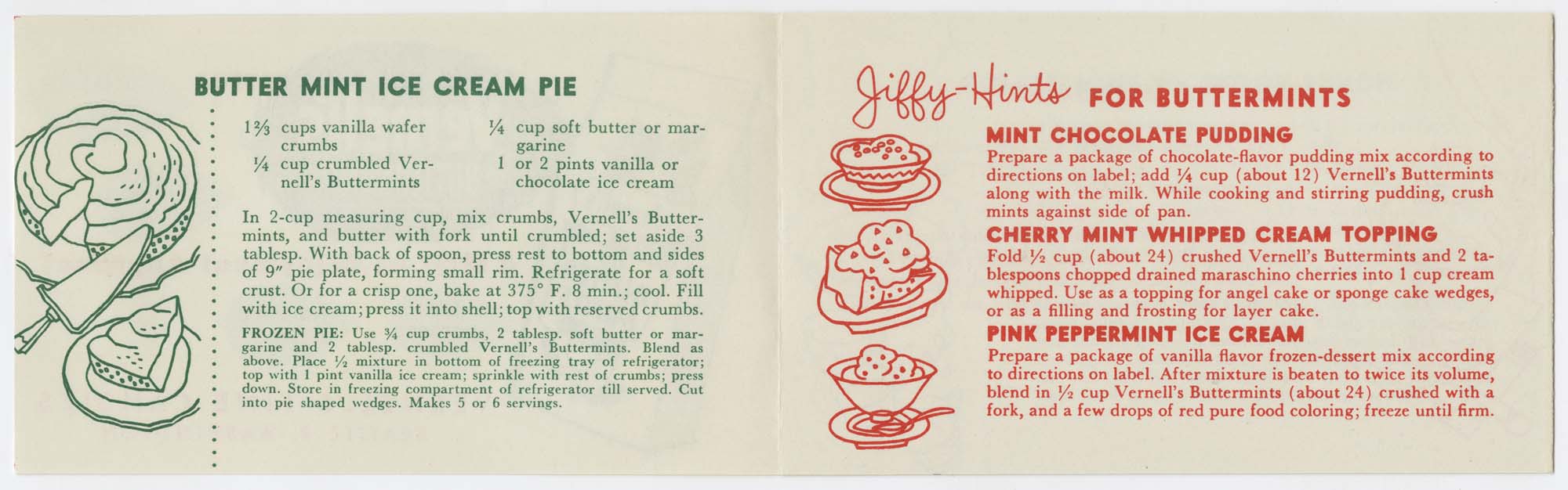 Image of Recipes Using Vernell's Real Buttermint Candy, circa 1951